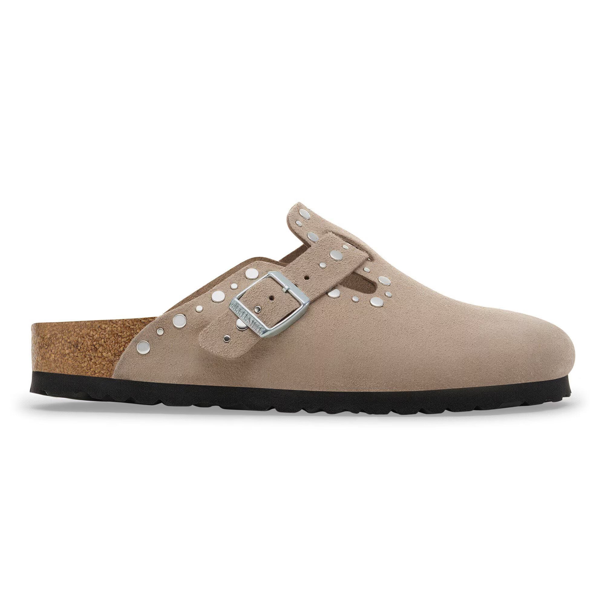 Boston Rivets Suede Leather in Color Taupe | BoUvy