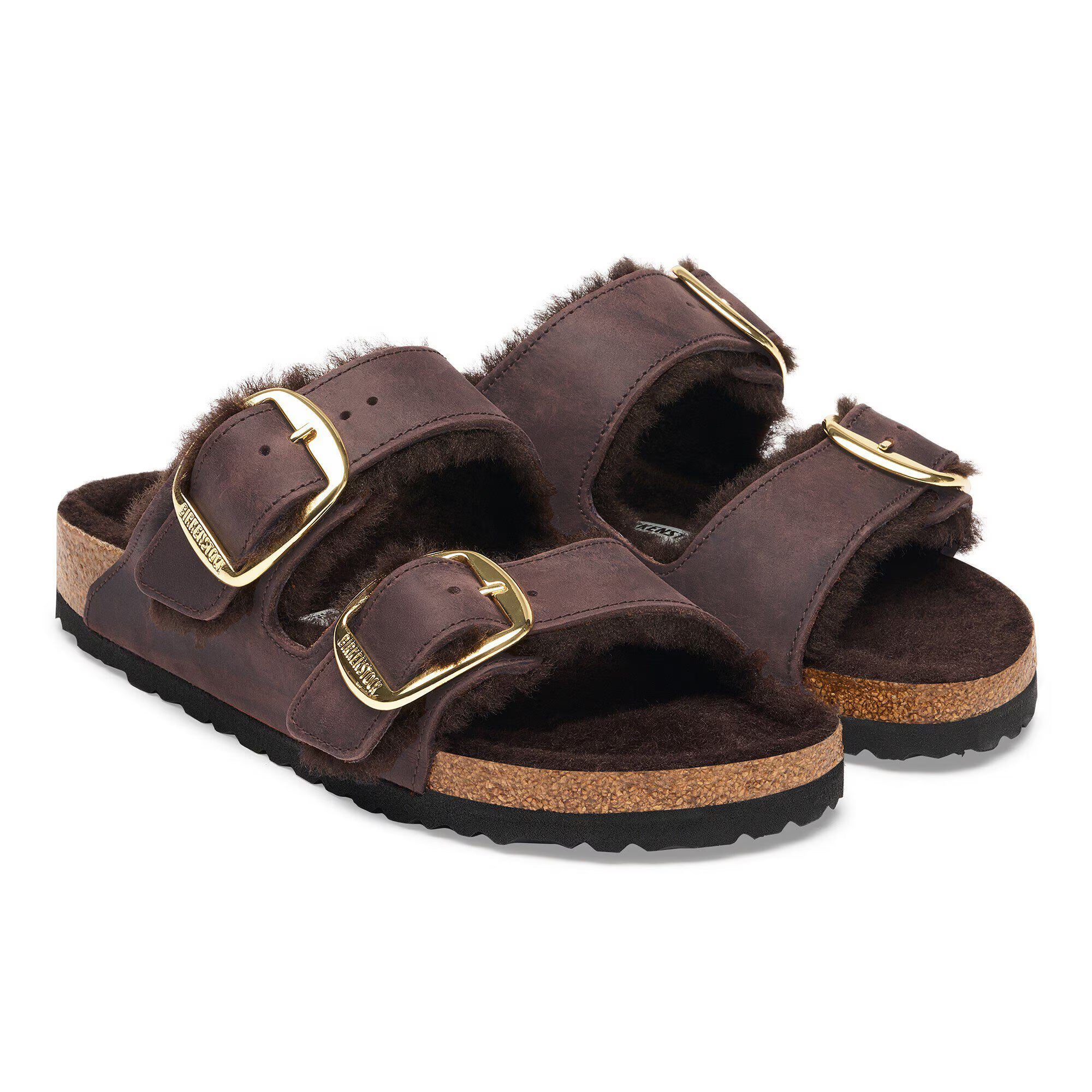 Arizona Big Buckle Shearling Oiled Leather in Color Habana | BoUvy