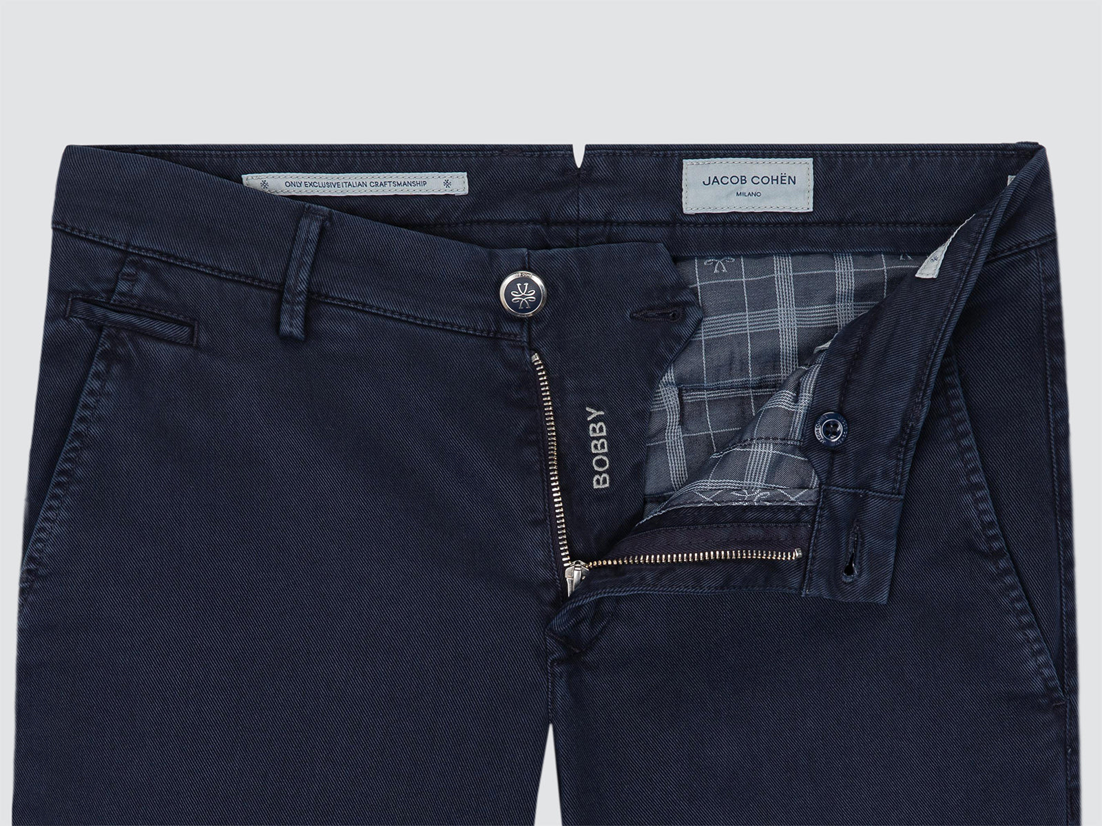 Bobby Pants Navy Blue Cotton and Lyocell Stretch Twill | BoUvy