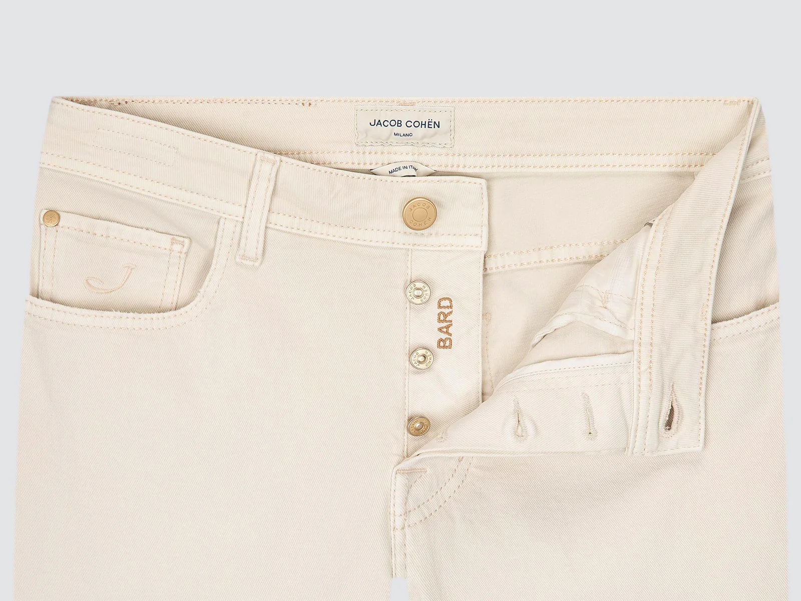 Bard 5 Pockets Denim Pants in Ecru Stretch Bull | BoUvy