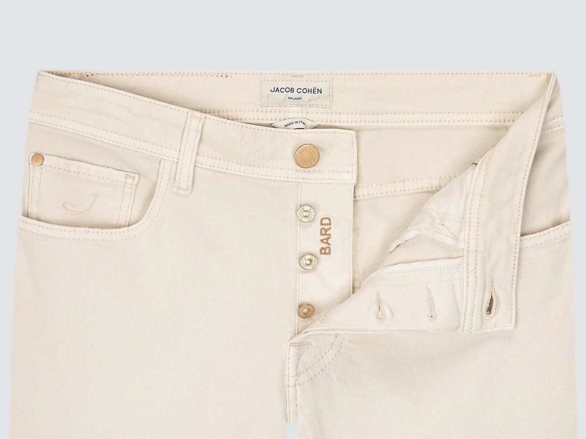 Bard 5 Pockets Denim Pants in Ecru Stretch Bull | BoUvy