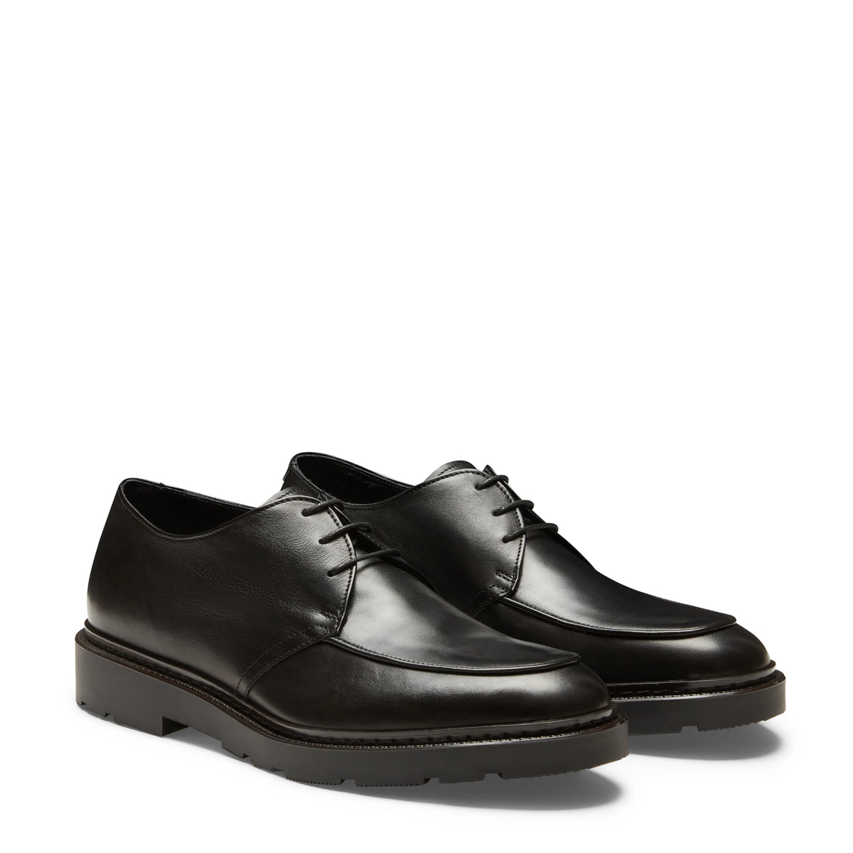 Men’s lace-up Derby shoe in smooth black leather | BoUvy