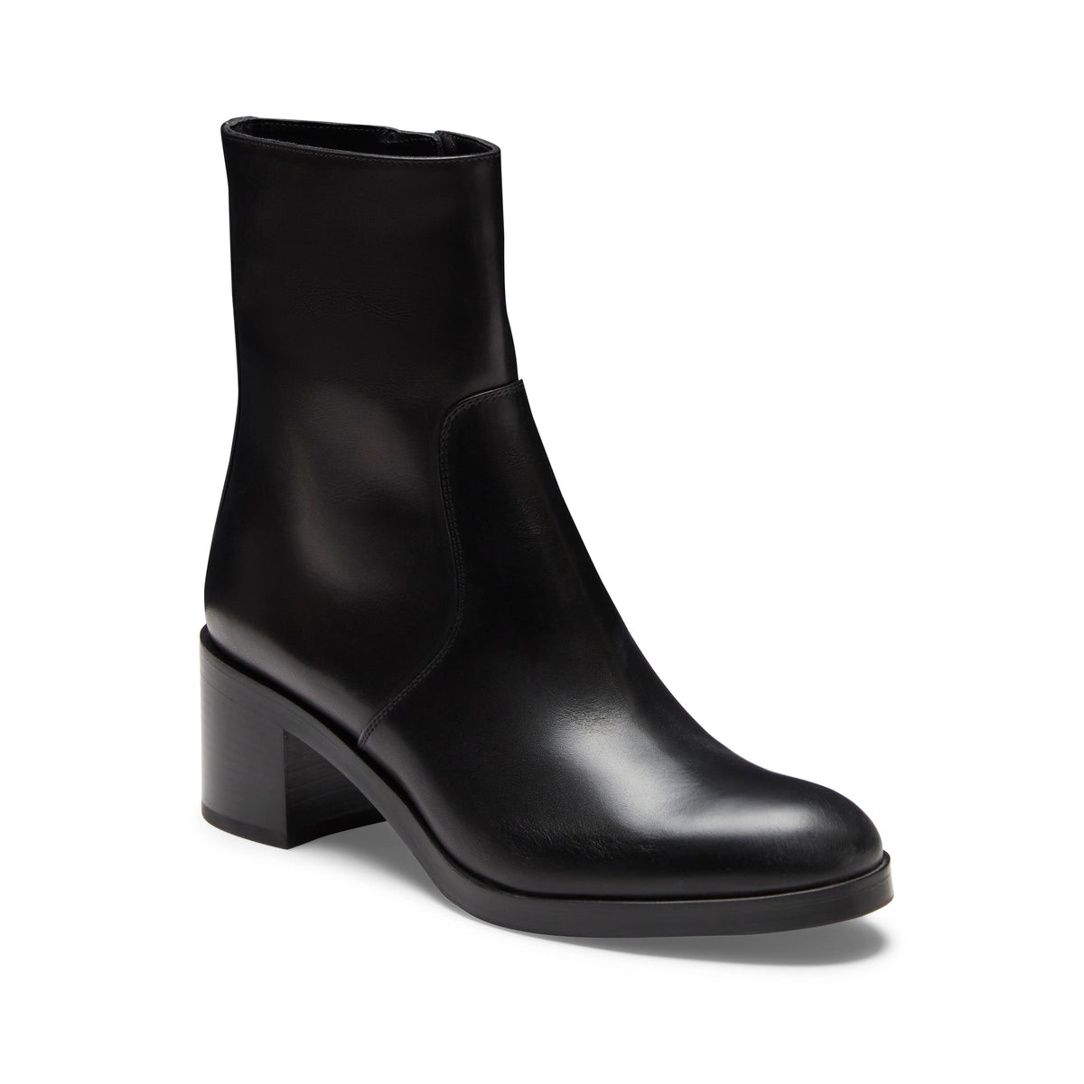 Women’s smooth black leather ankle boot | BoUvy