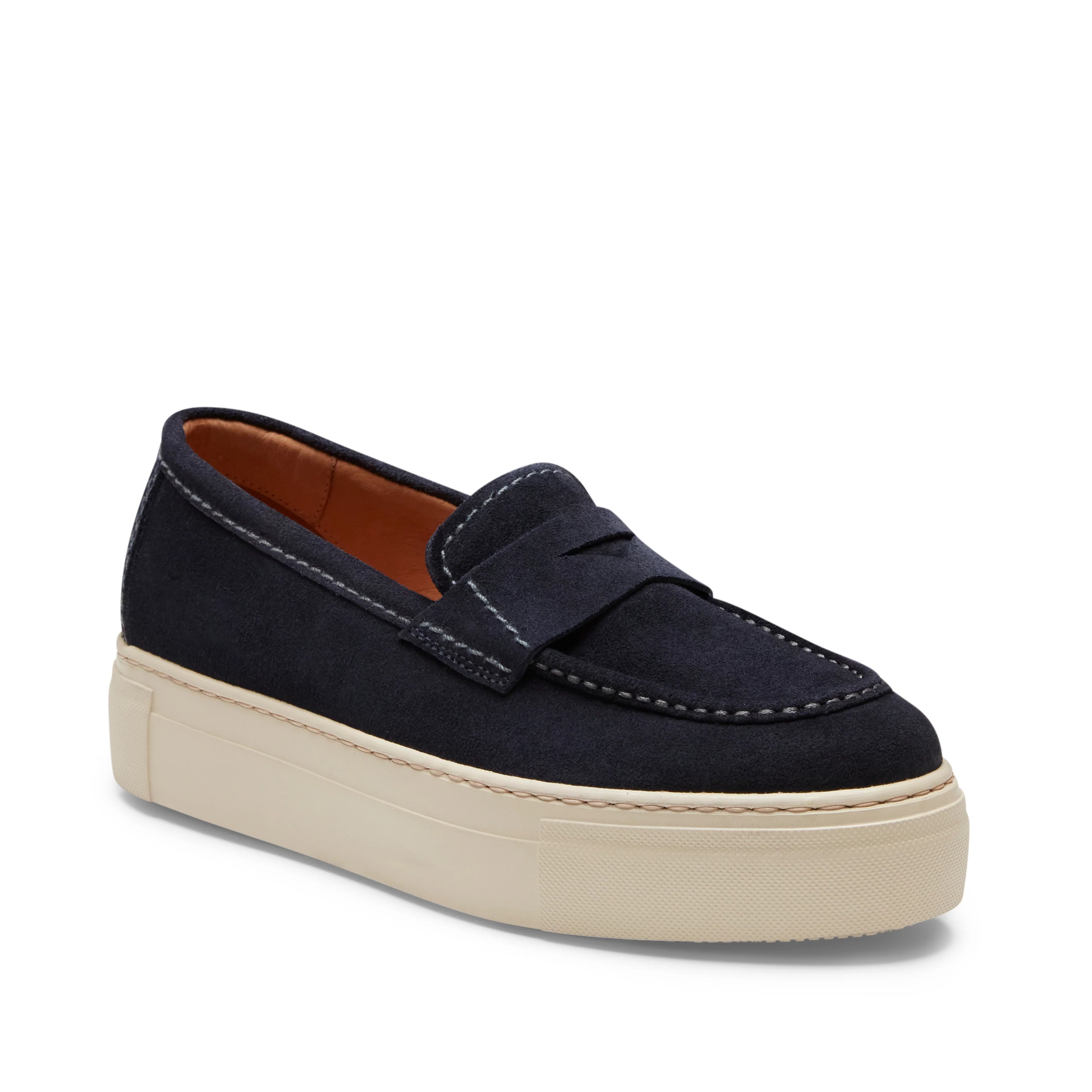 Women's navy blue suede loafer | BoUvy