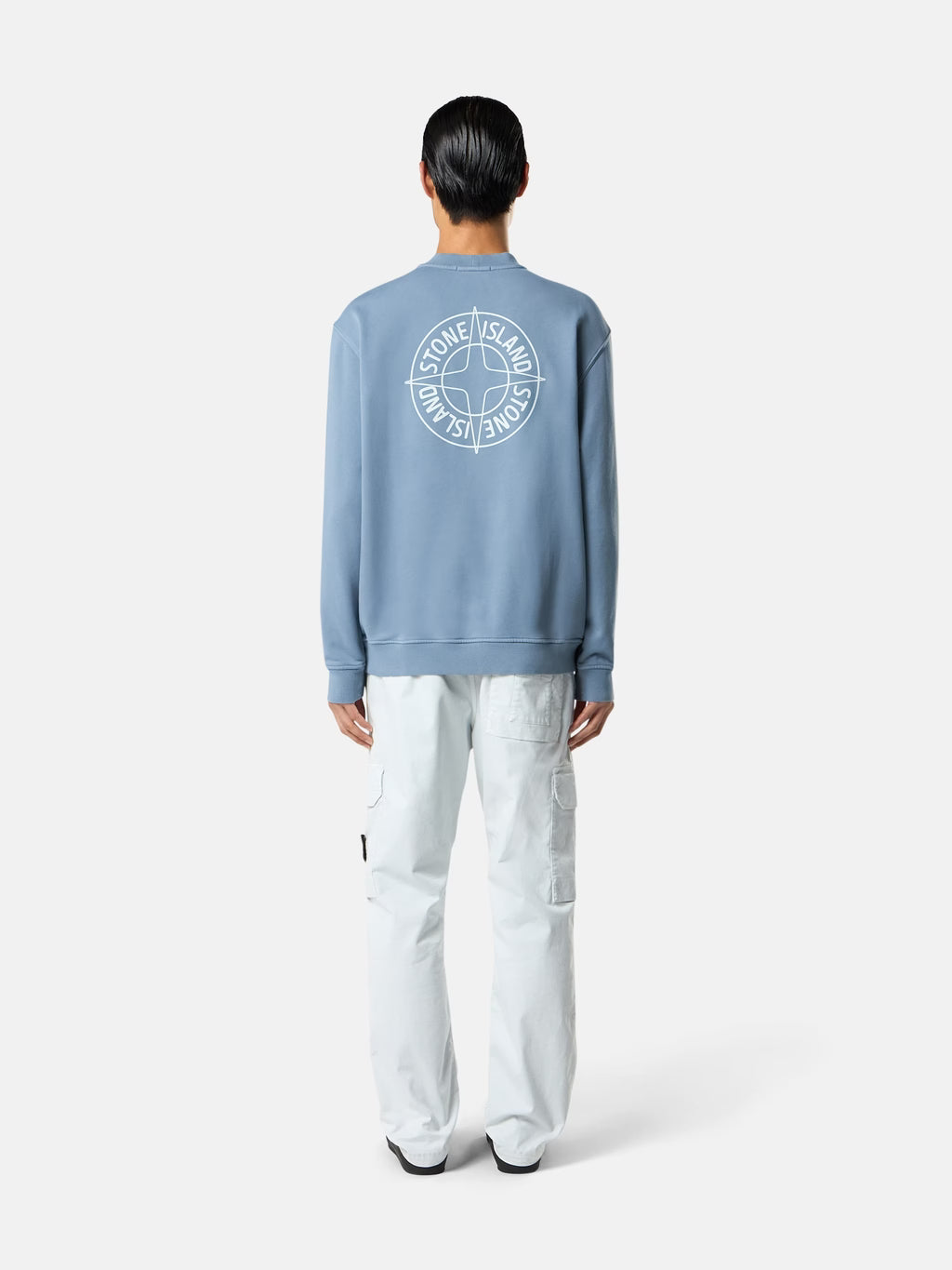 Oversized-fit crewneck sweatshirt with ‘Outline Compass’ print - BoUvy
