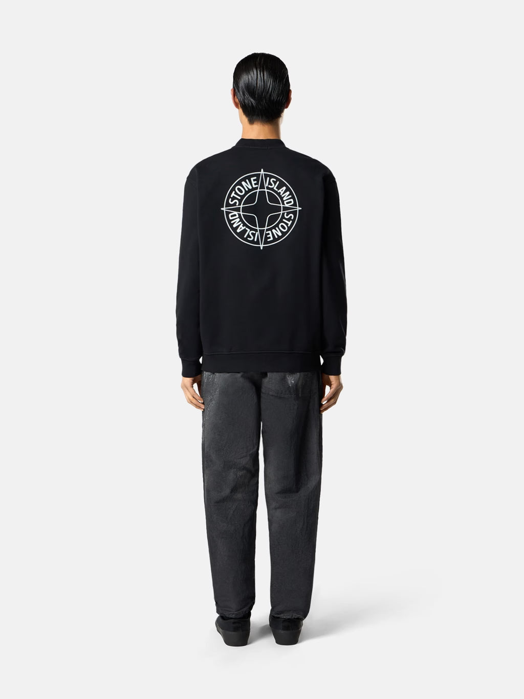 Oversized-fit crewneck sweatshirt with ‘Outline Compass’ print - BoUvy