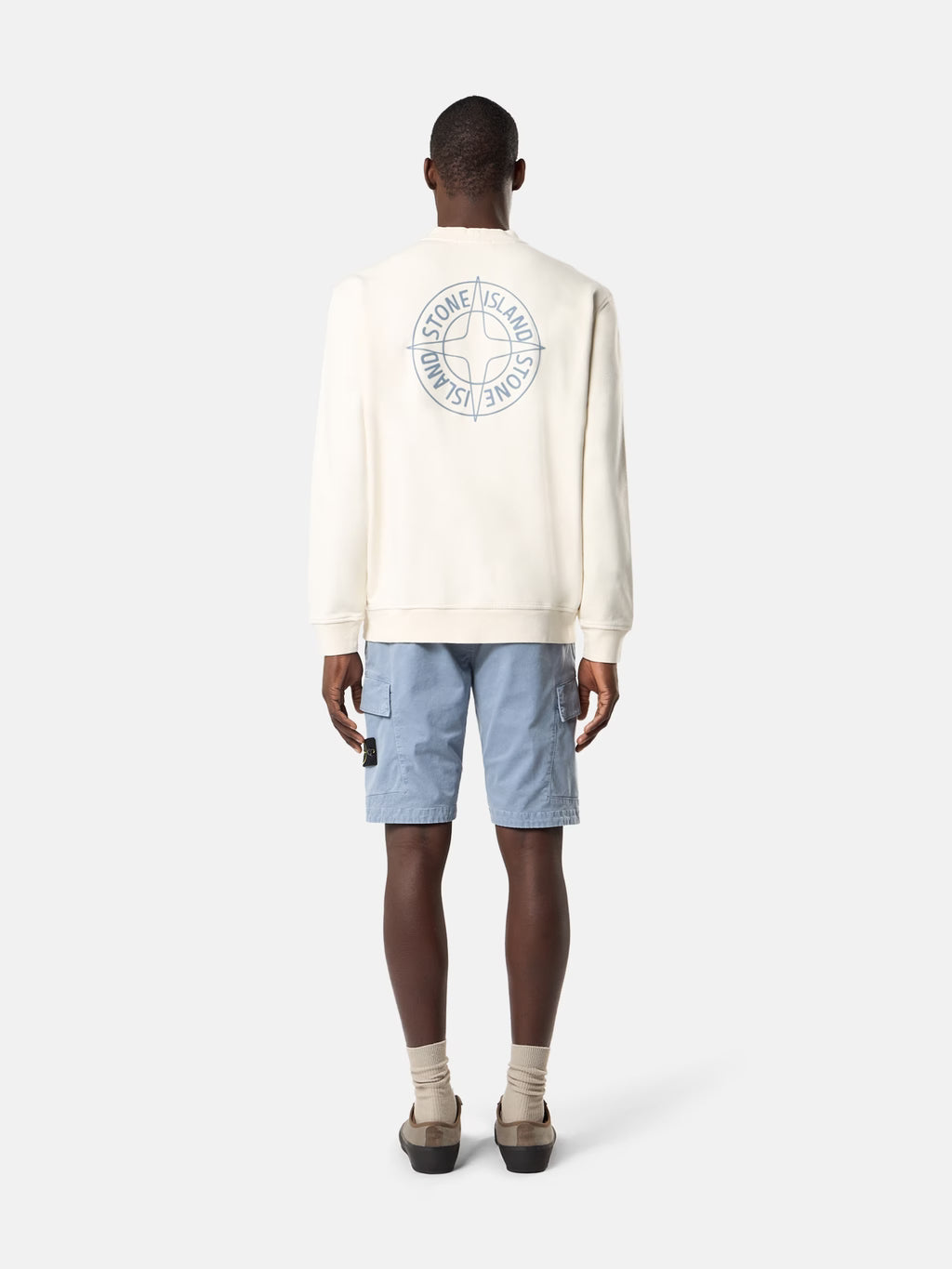 Oversized-fit crewneck sweatshirt with ‘Outline Compass’ print - BoUvy