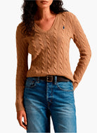 Cable-Knit Cotton V-Neck Sweater - BoUvy