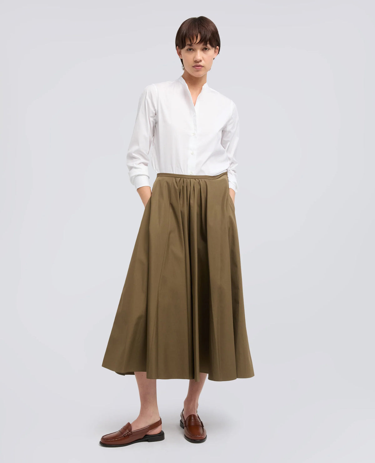COTTON BLEND POPLIN SHIRT - WHITE | BoUvy