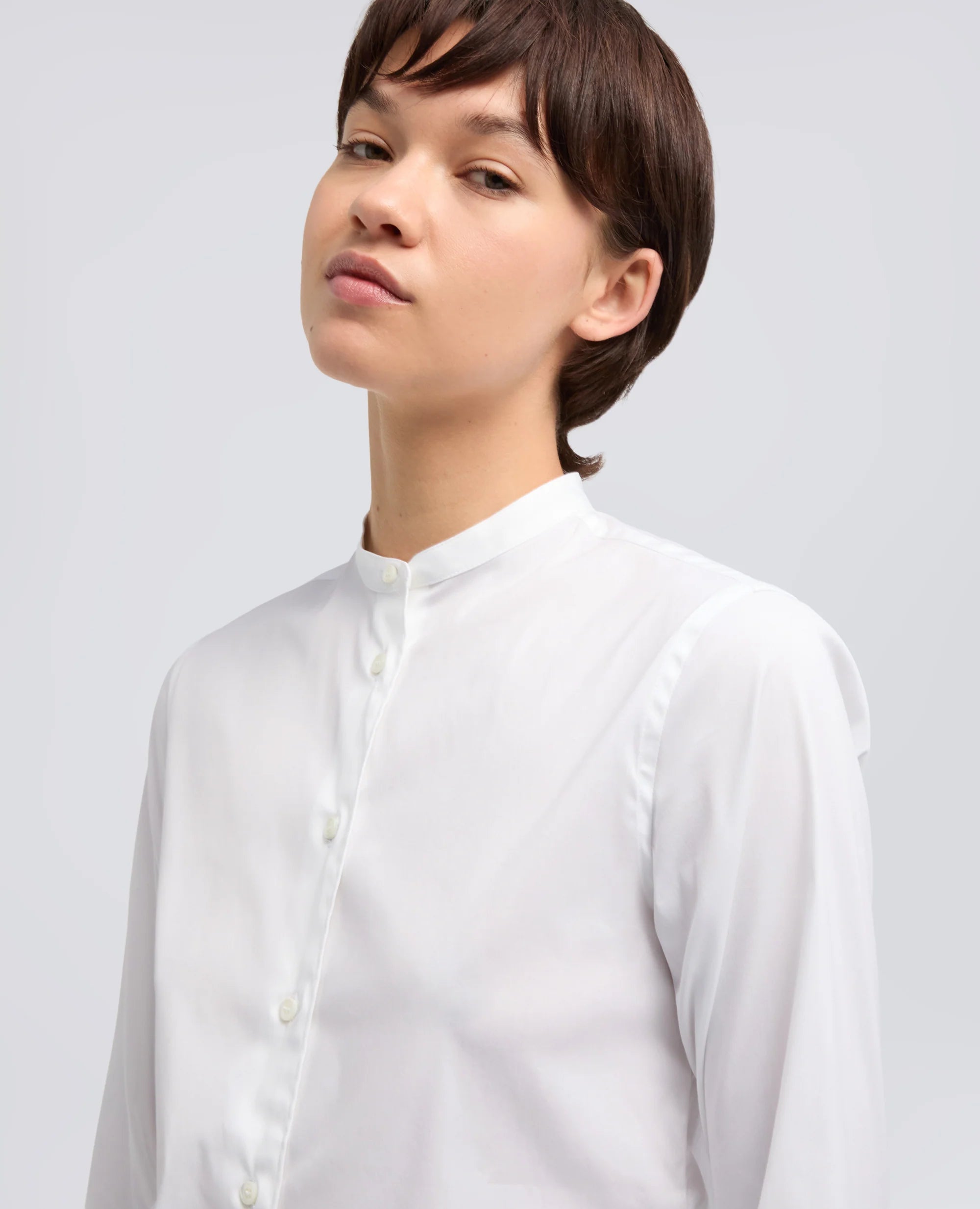 COTTON BLEND POPLIN SHIRT - WHITE | BoUvy