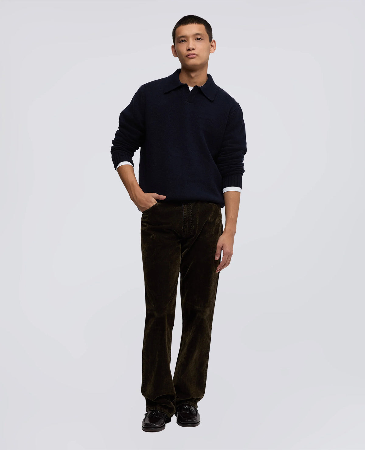 WOOL BLEND POLO - NAVY | BoUvy