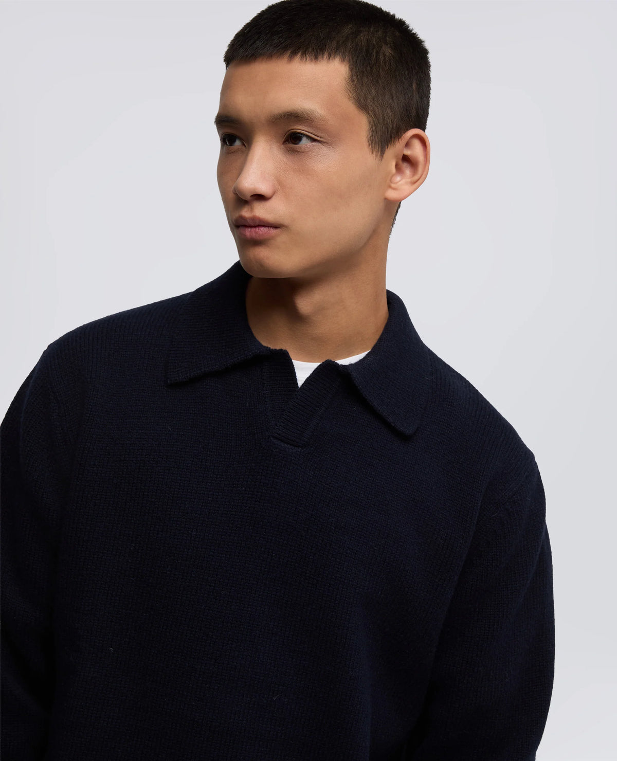 WOOL BLEND POLO - NAVY | BoUvy