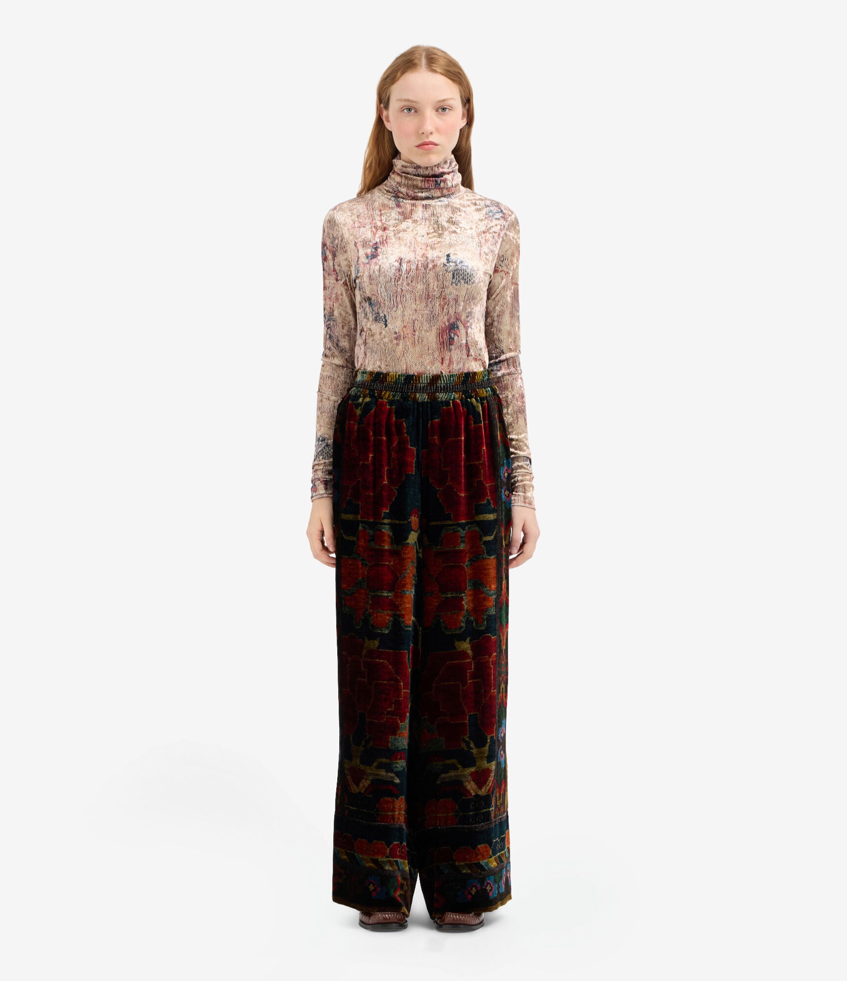 KANADA Palazzo Trousers Viscose Silk – Rosone Di Nebbia | BoUvy