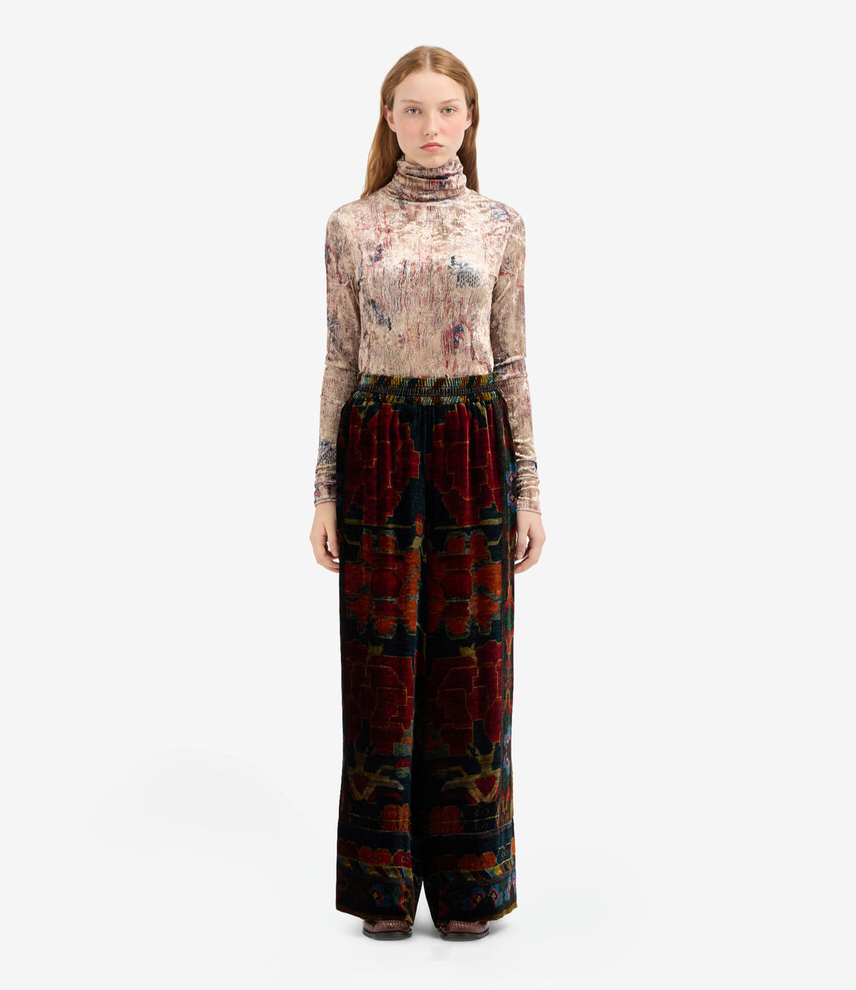 KANADA Palazzo Trousers Viscose Silk – Rosone Di Nebbia | BoUvy
