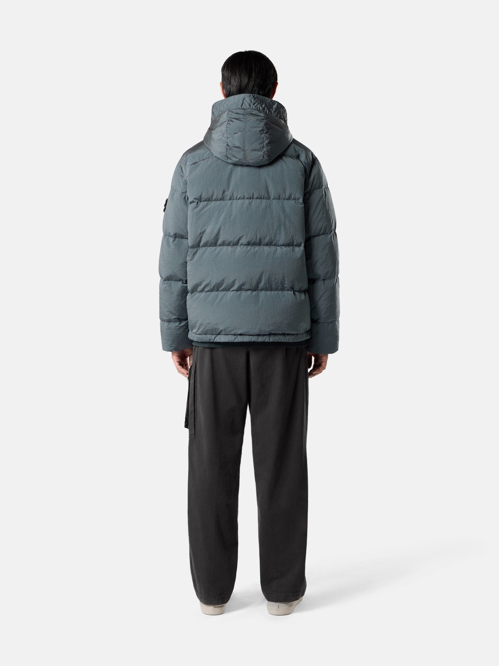 Hooded down jacket with drawcord hem - BoUvy