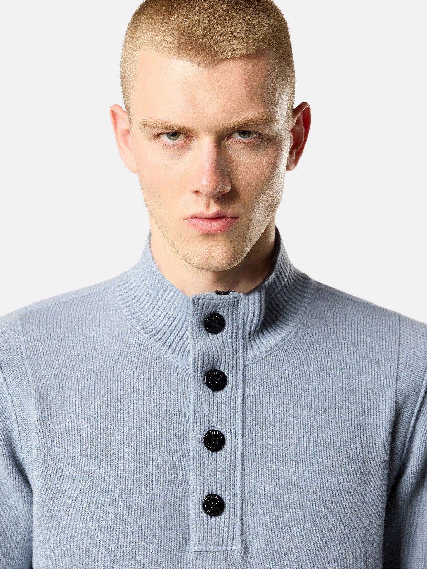 Regular-fit half-zip jumper with button placket - BoUvy