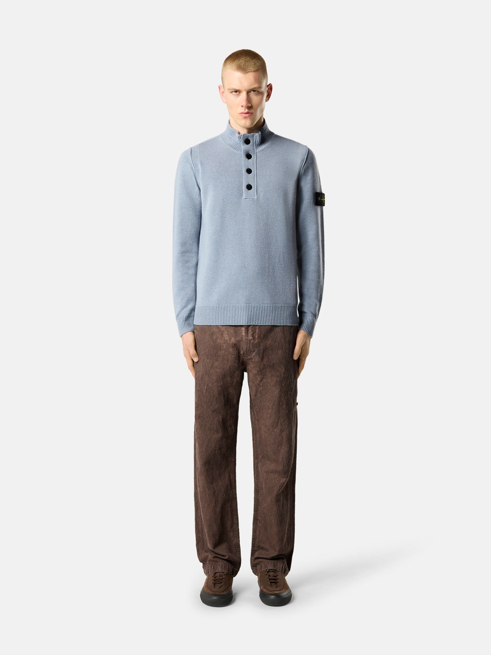 Regular-fit half-zip jumper with button placket - BoUvy