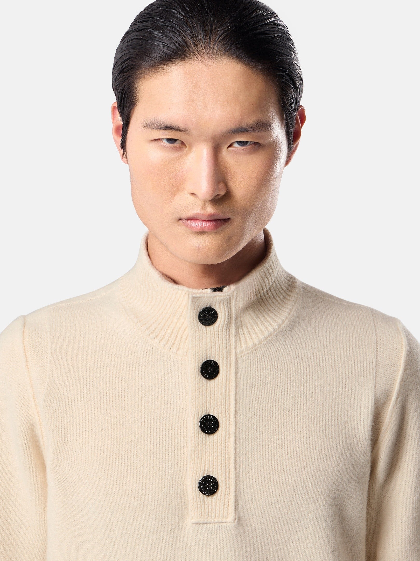 Regular-fit half-zip jumper with button placket - BoUvy