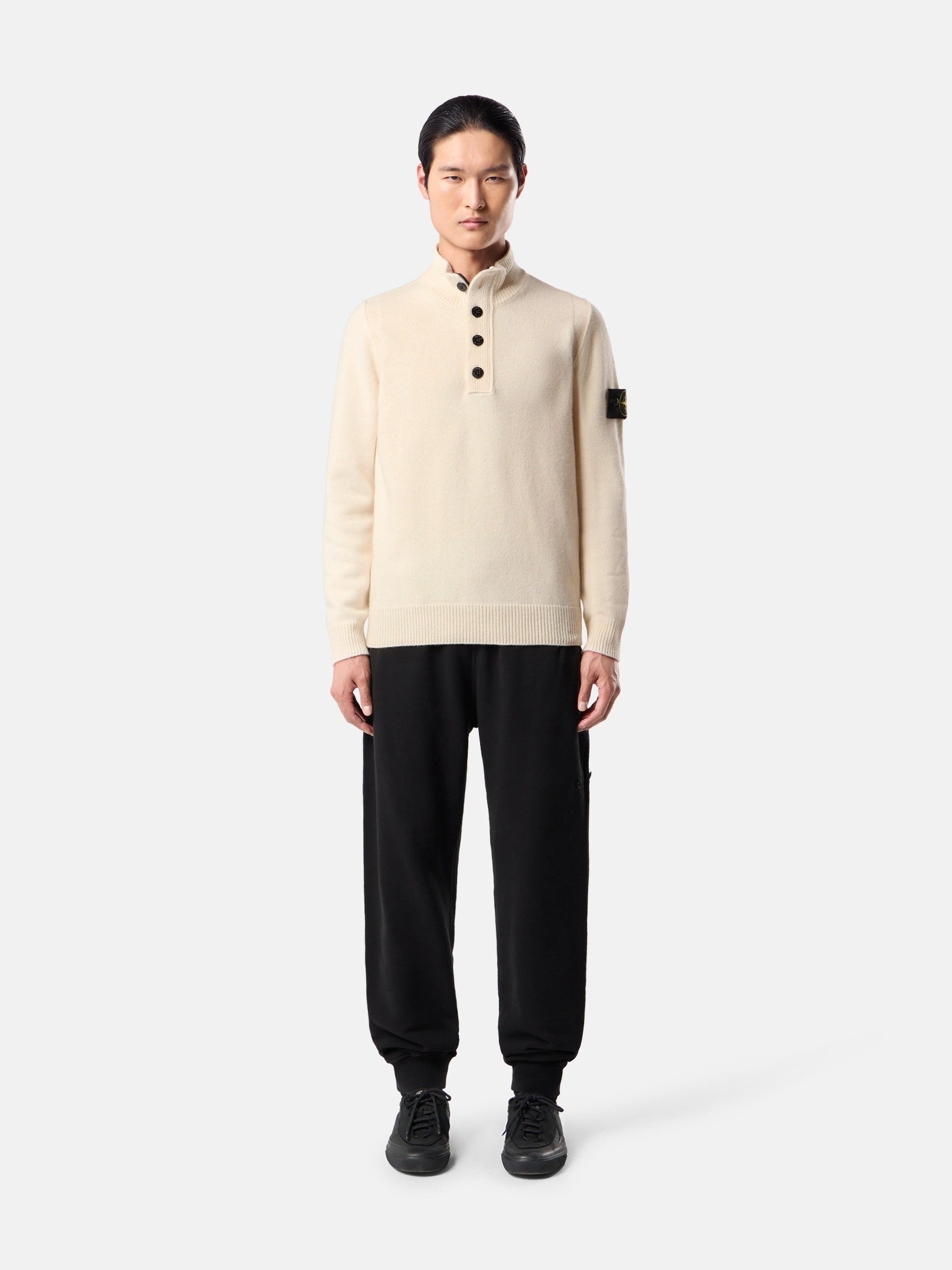 Regular-fit half-zip jumper with button placket - BoUvy