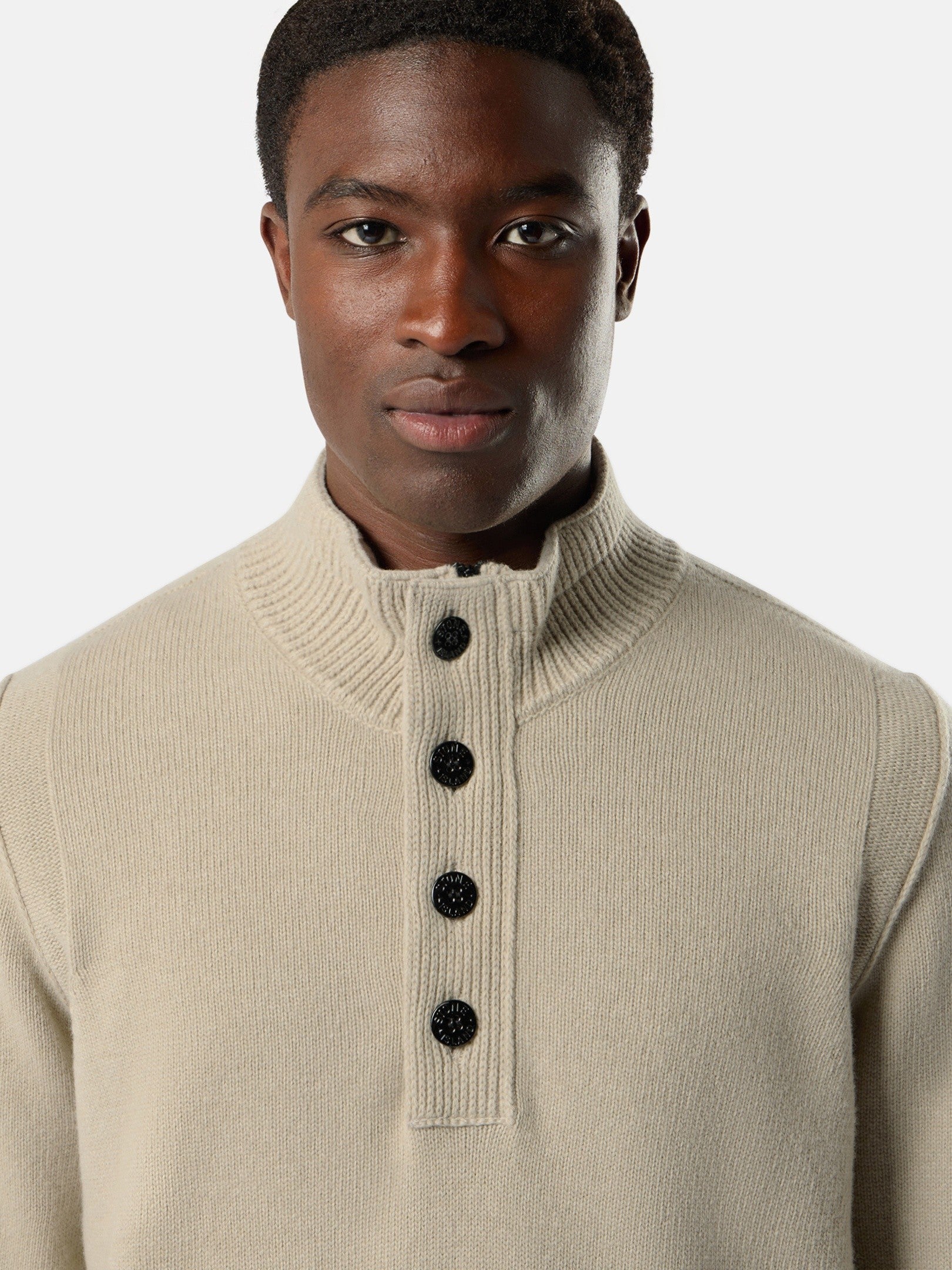 Regular-fit half-zip jumper with button placket - BoUvy