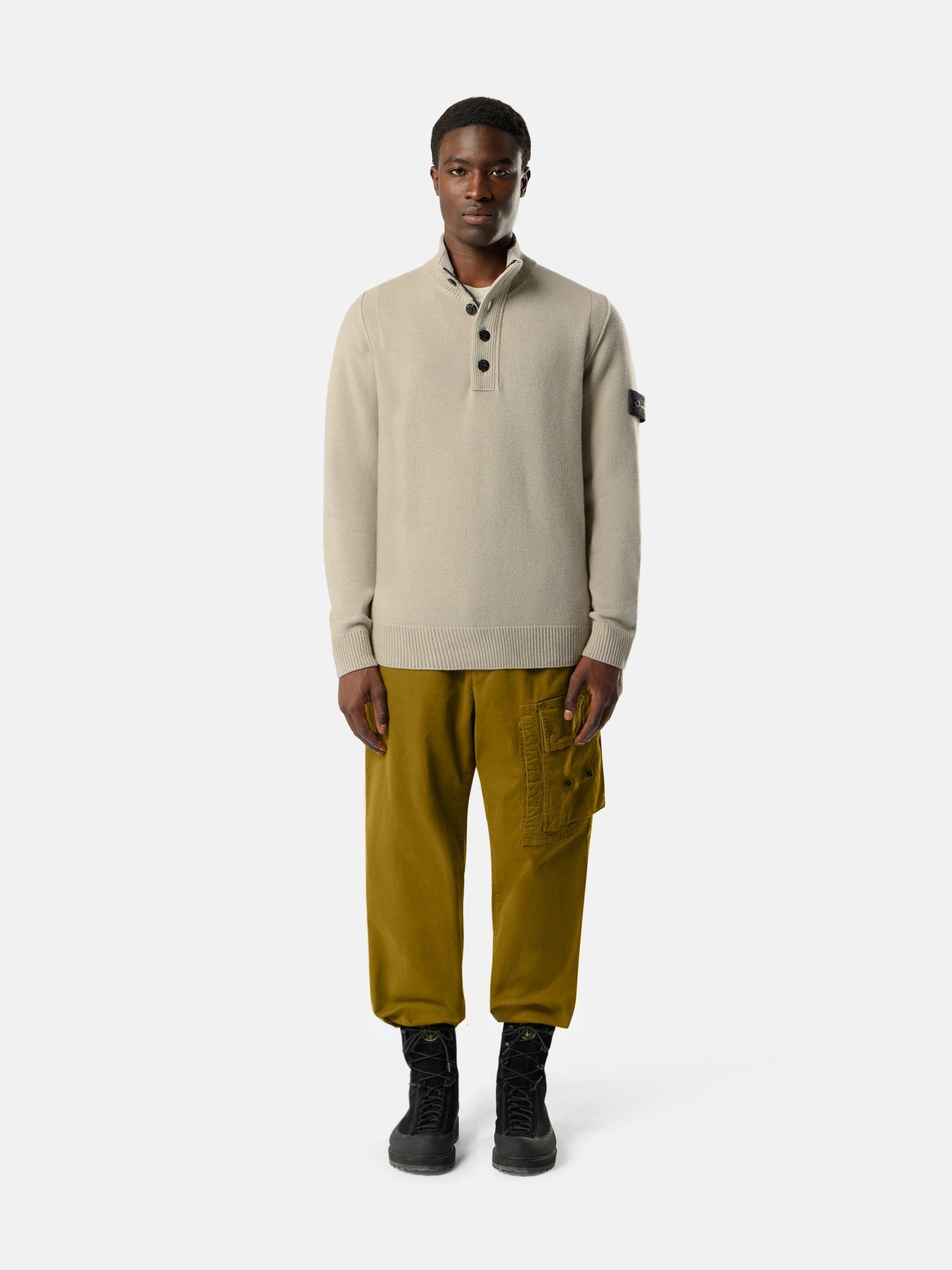 Regular-fit half-zip jumper with button placket - BoUvy