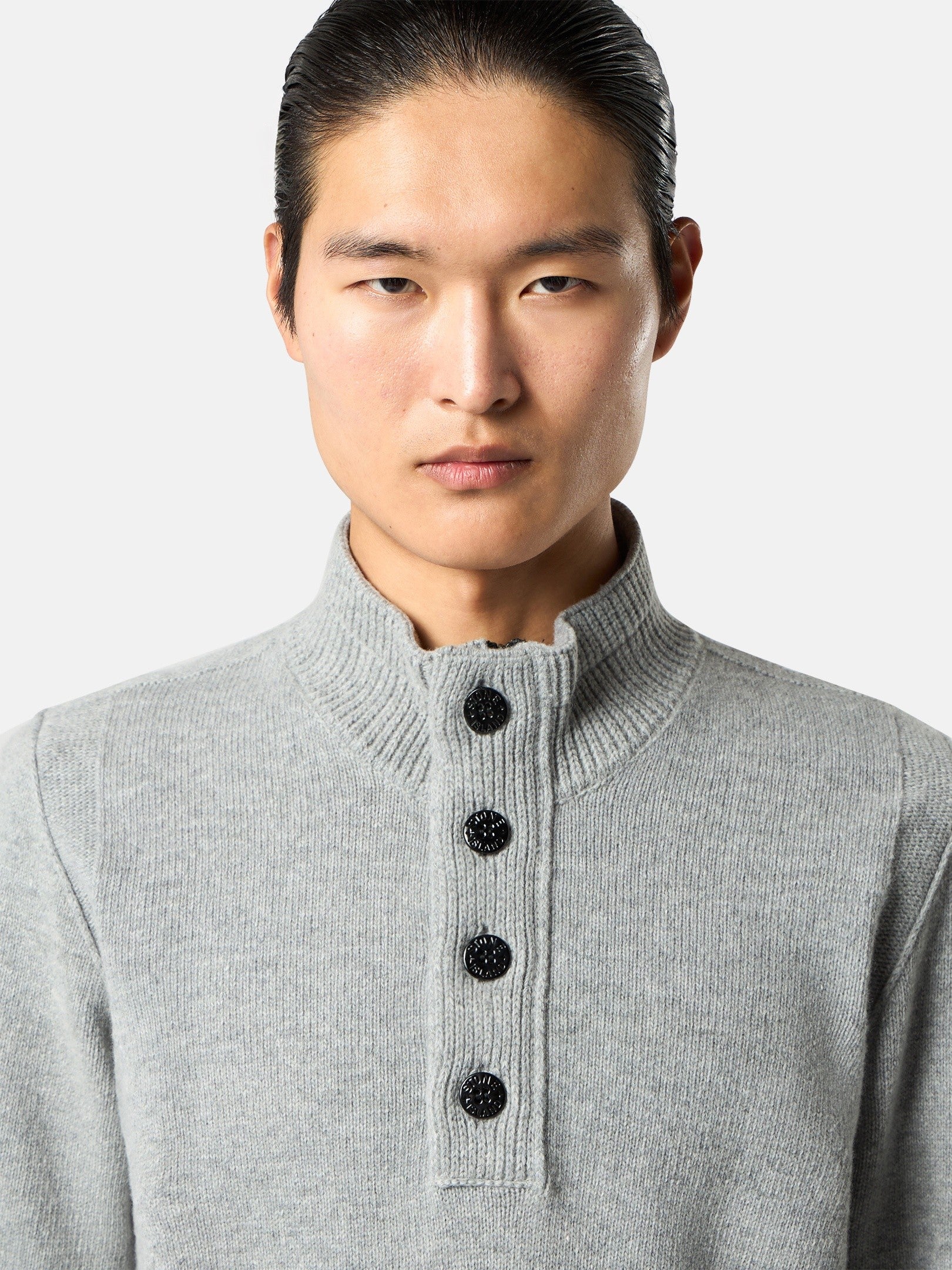 Regular-fit half-zip jumper with button placket - BoUvy