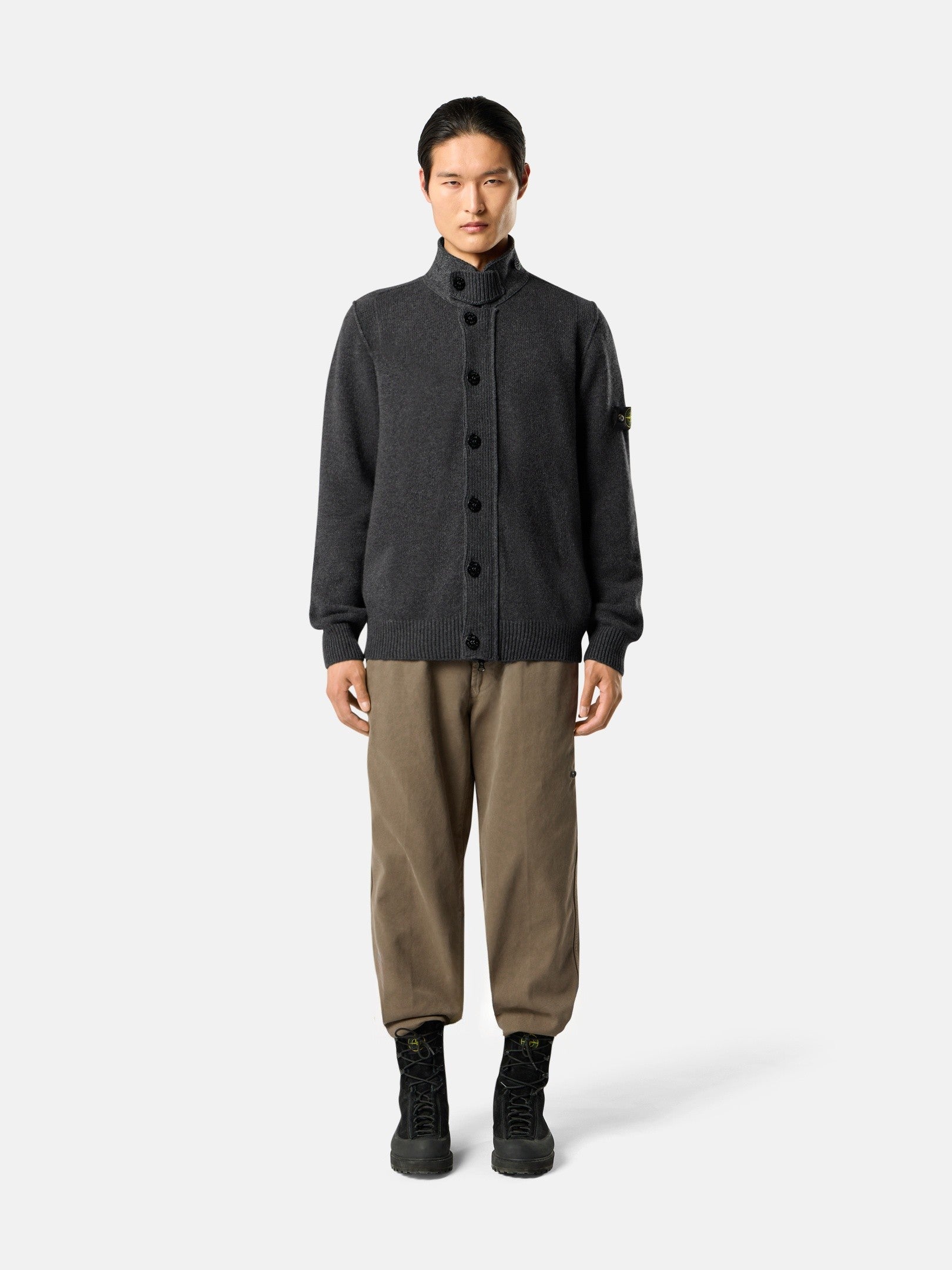 Regular-fit zip-up jumper with button placket - BoUvy