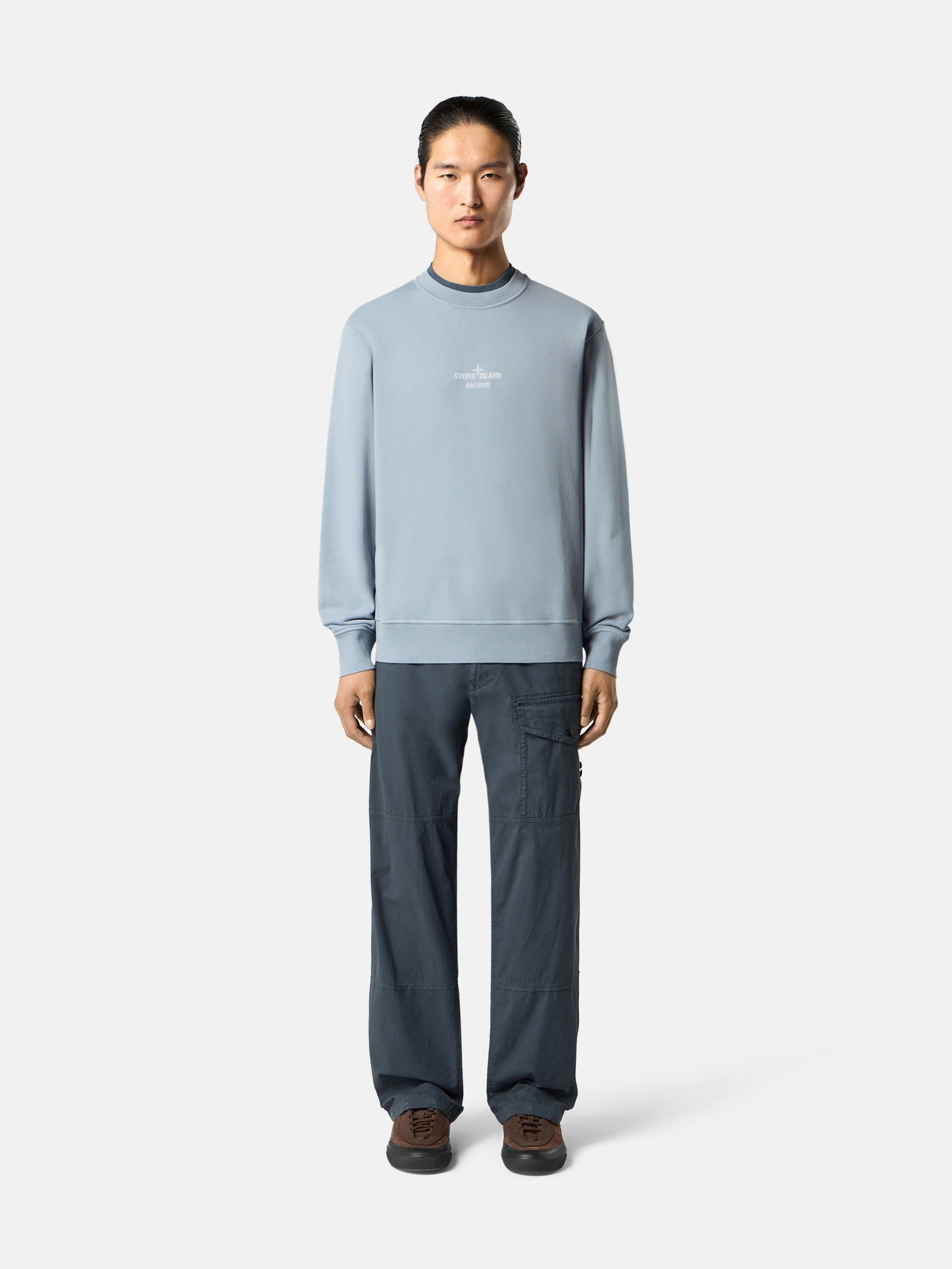 Regular-fit crewneck sweatshirt with seasonal 'ARCHIVIO' print - BoUvy