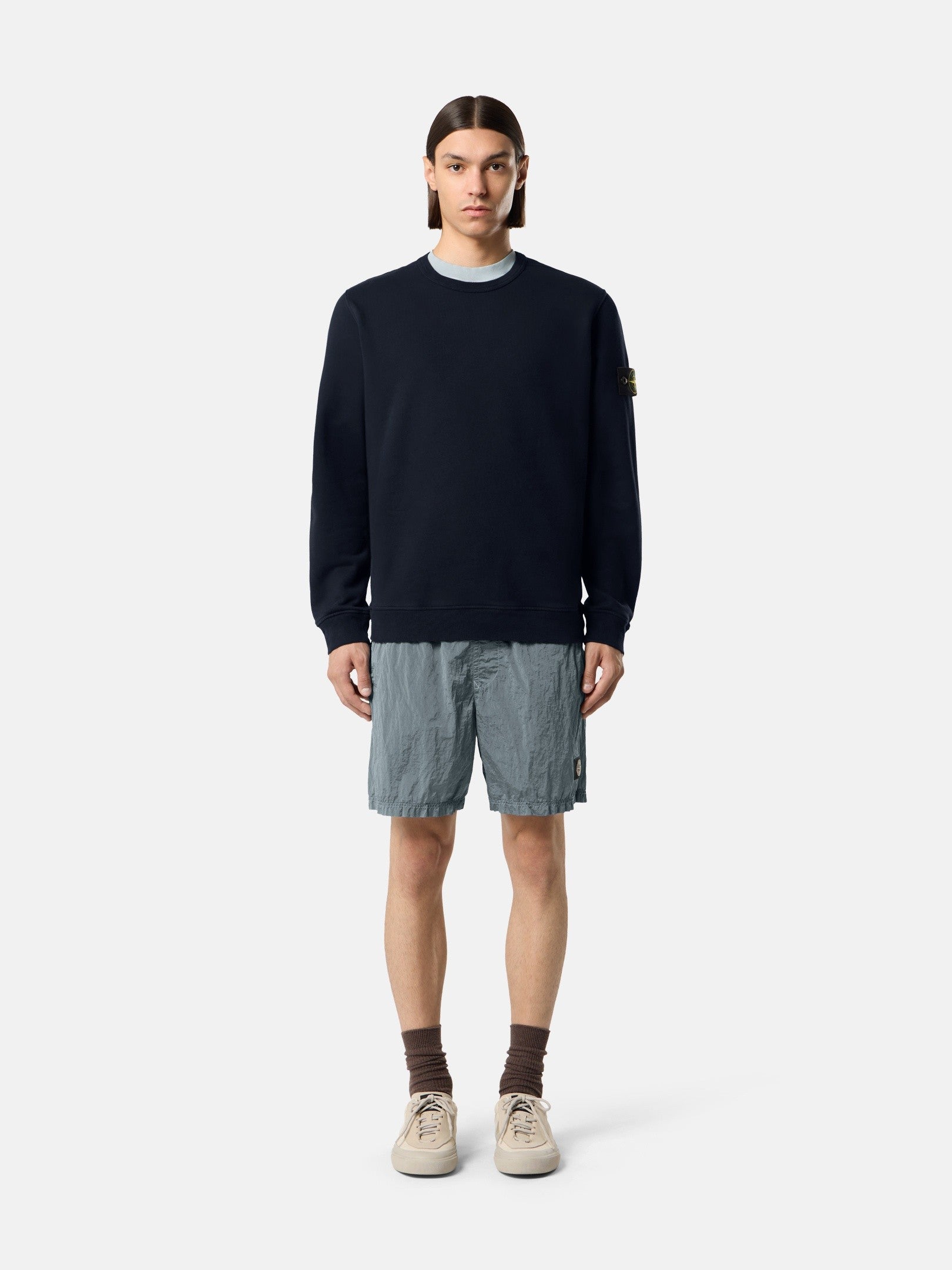 Regular-fit crewneck sweatshirt with ribbed inserts - BoUvy