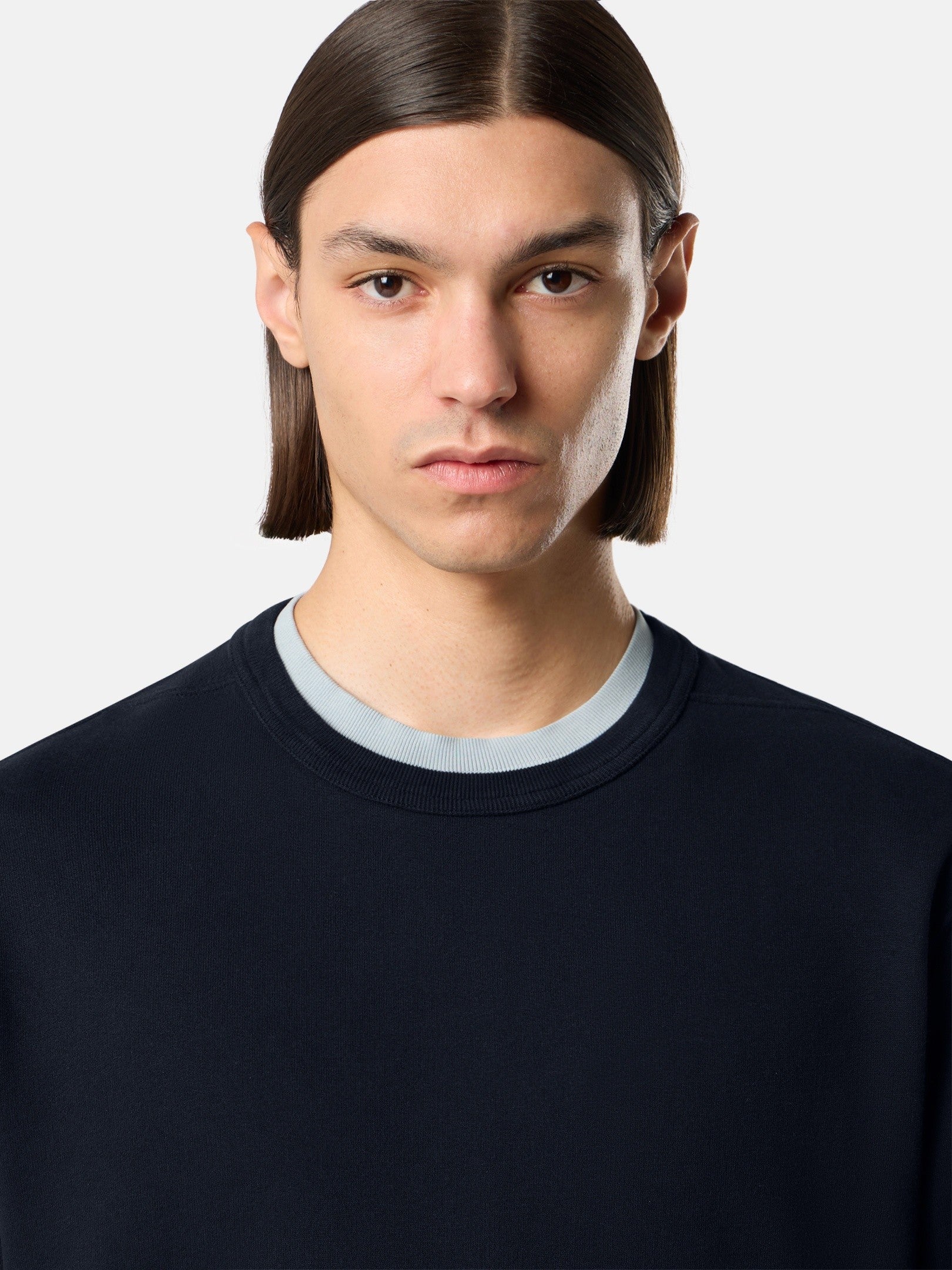 Regular-fit crewneck sweatshirt with ribbed inserts - BoUvy