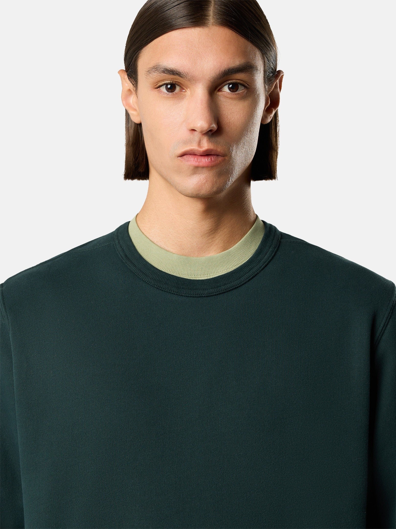 Regular-fit crewneck sweatshirt with ribbed inserts - BoUvy
