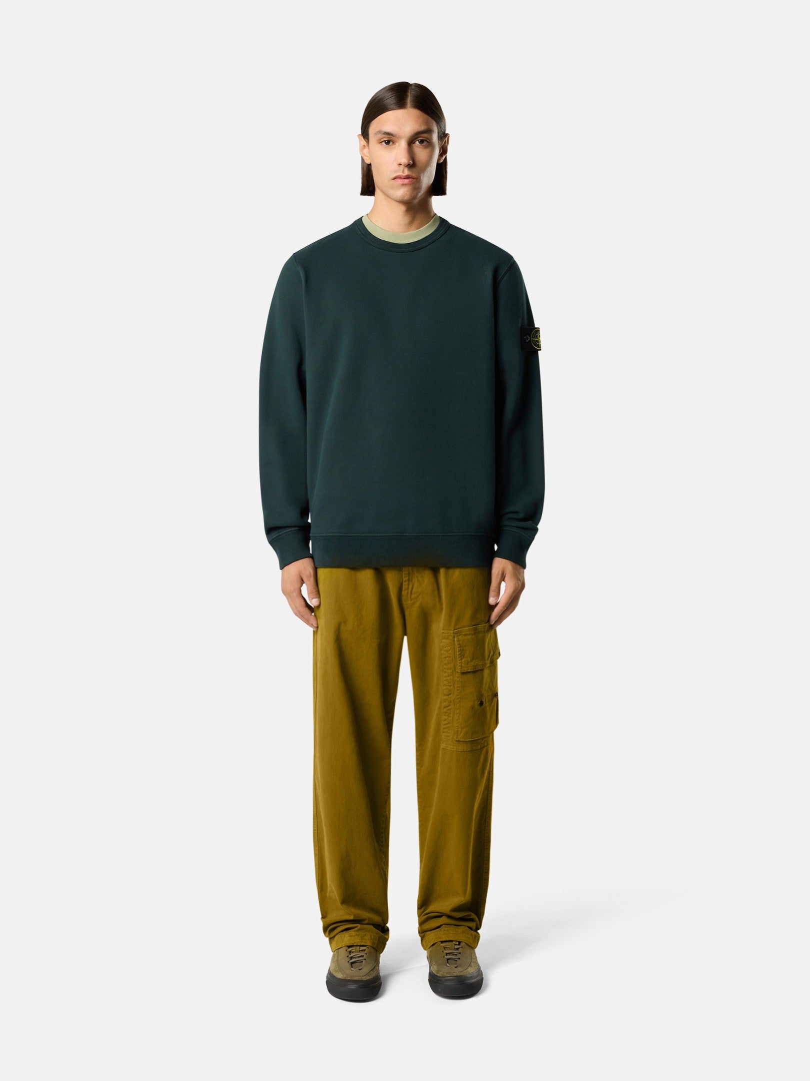 Regular-fit crewneck sweatshirt with ribbed inserts - BoUvy