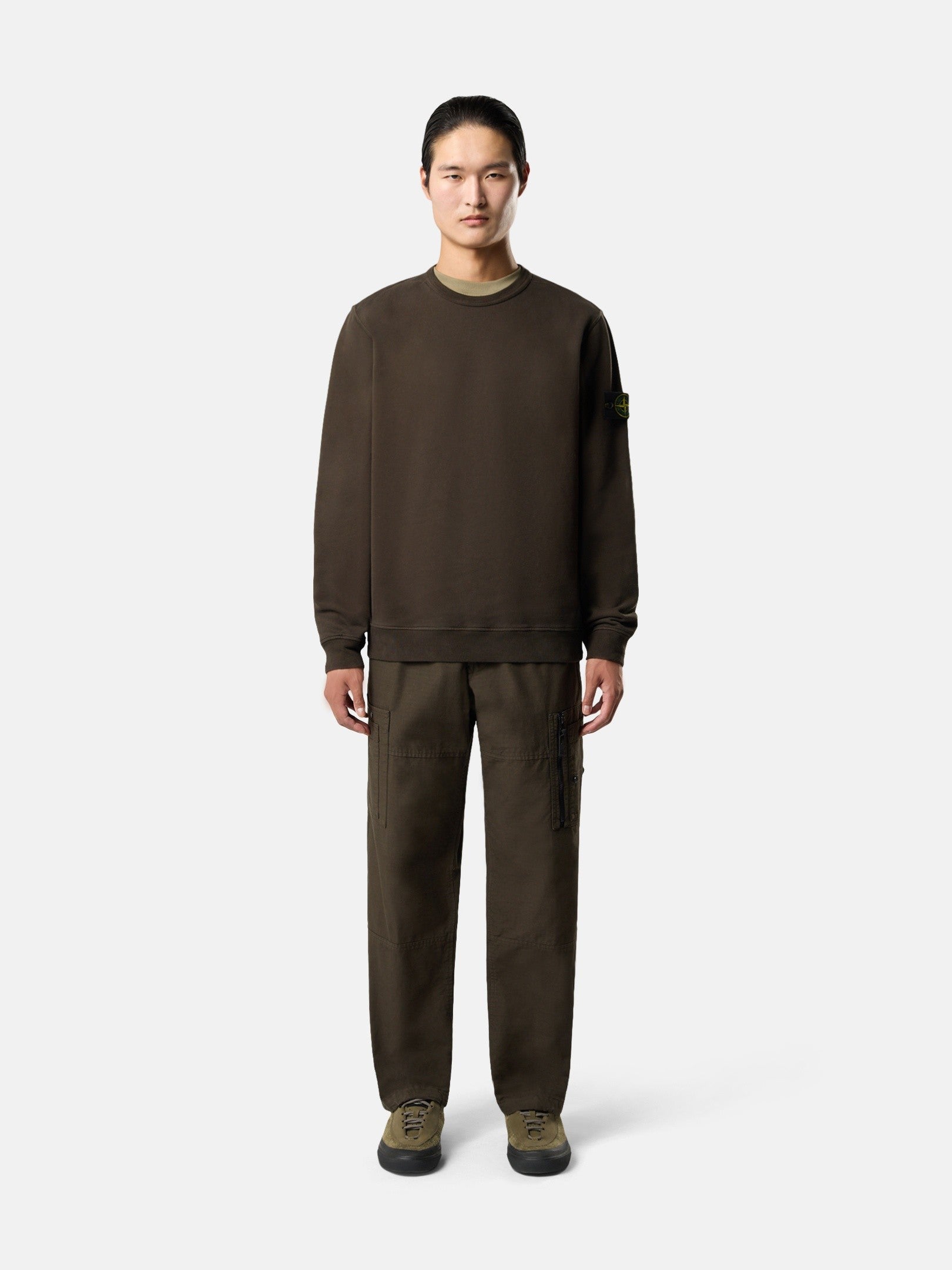 Regular-fit crewneck sweatshirt with ribbed inserts - BoUvy