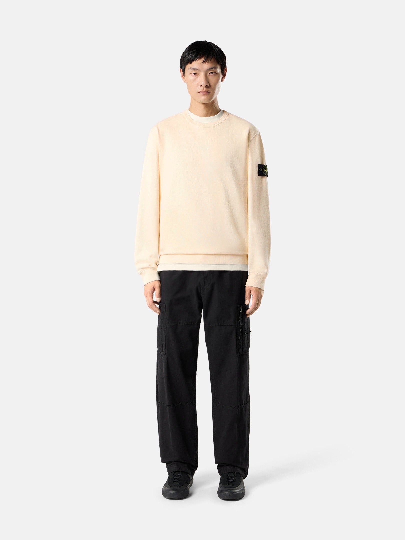 Regular-fit crewneck sweatshirt with ribbed inserts - BoUvy
