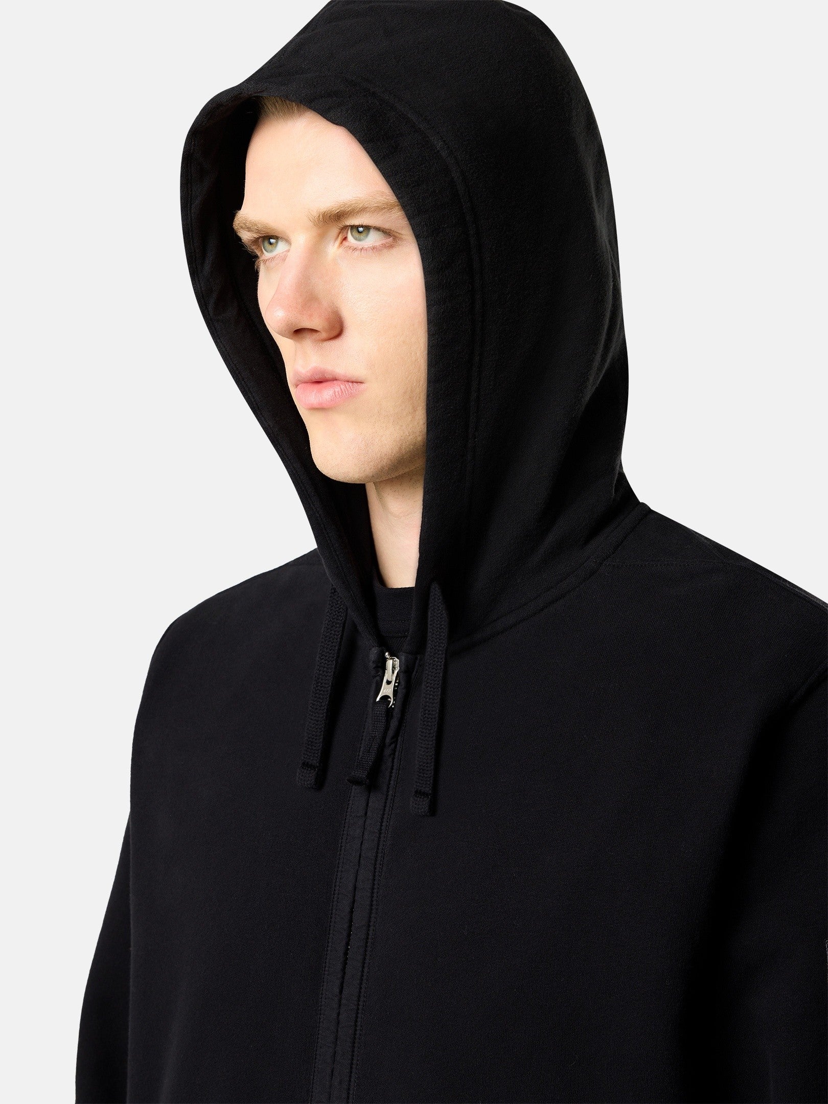 Regular-fit zip-up hooded sweatshirt with ribbed inserts - BoUvy