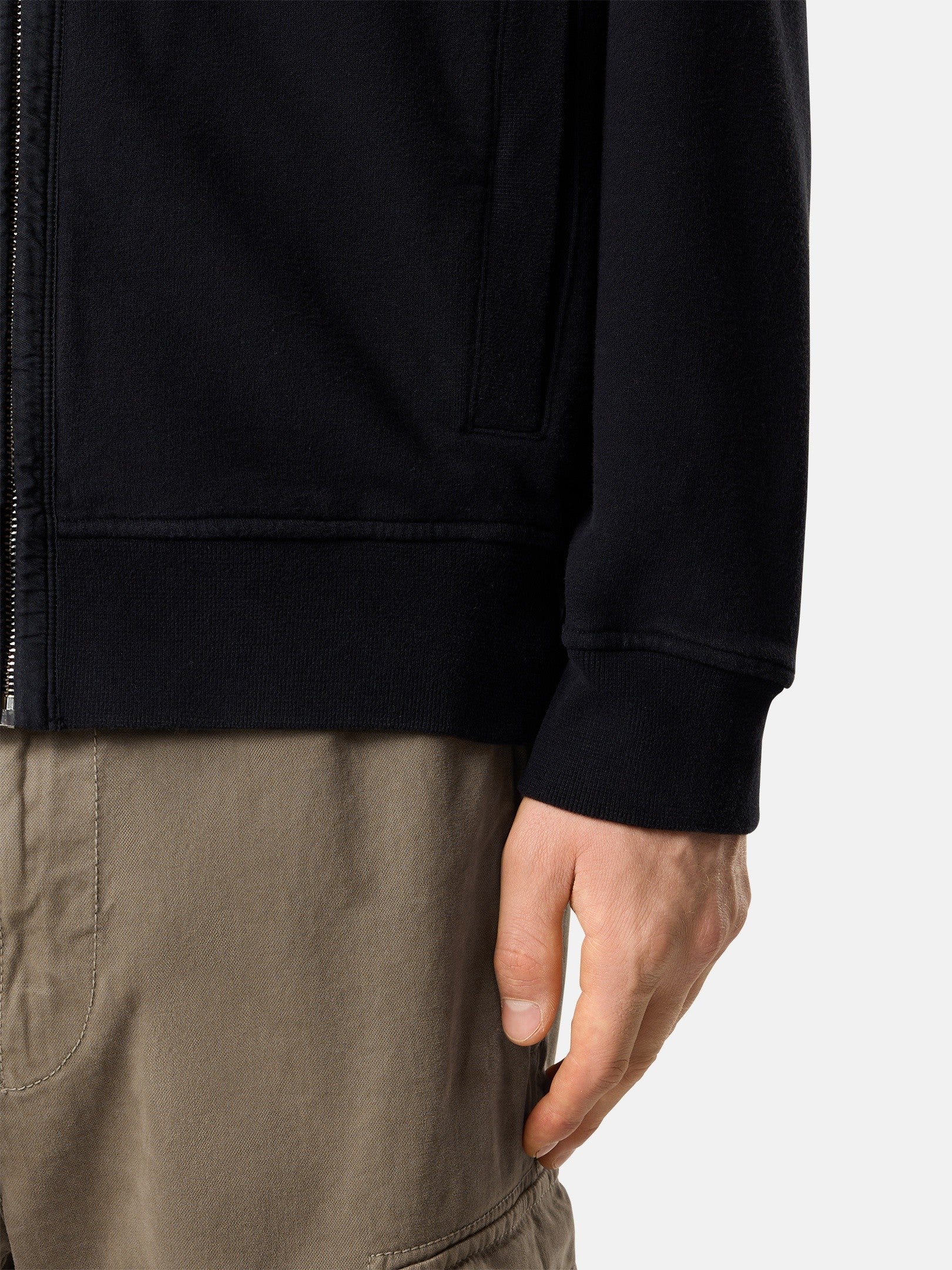Regular-fit zip-up hooded sweatshirt with ribbed inserts - BoUvy