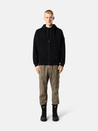 Regular-fit zip-up hooded sweatshirt with ribbed inserts - BoUvy