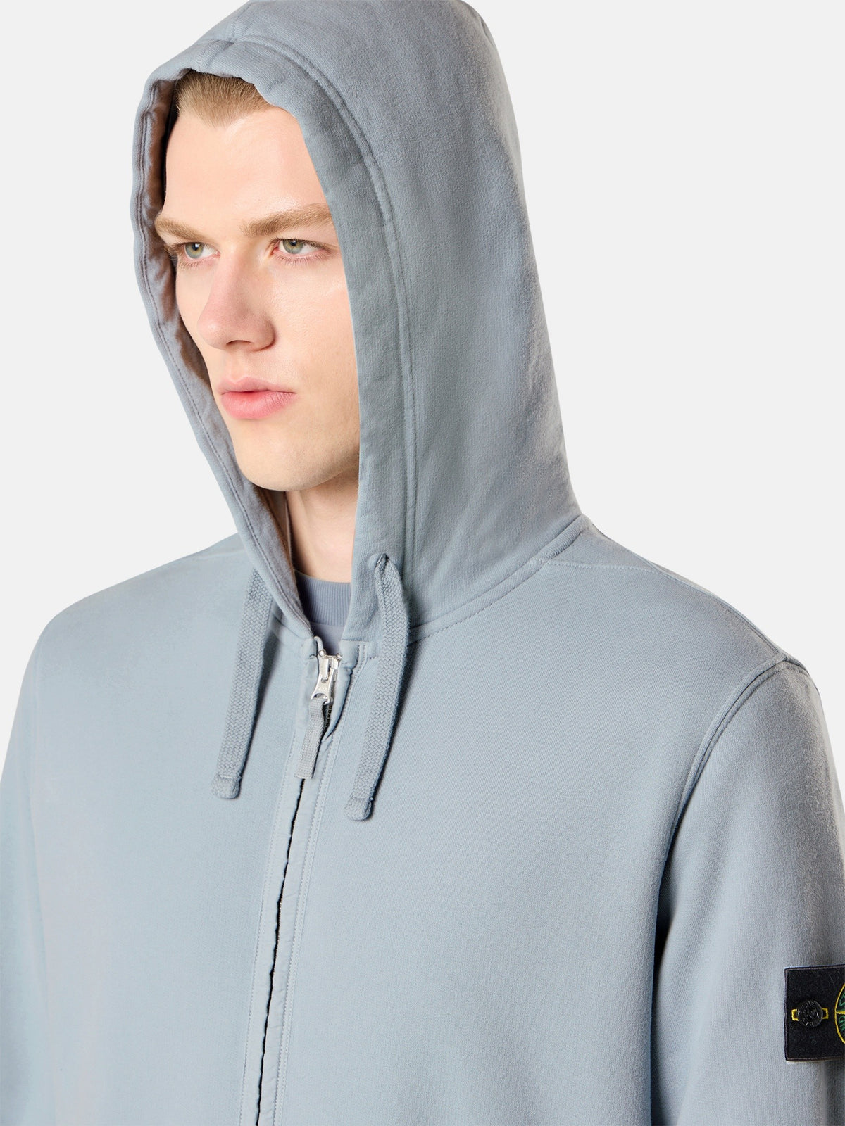 Regular-fit zip-up hooded sweatshirt with ribbed inserts - BoUvy