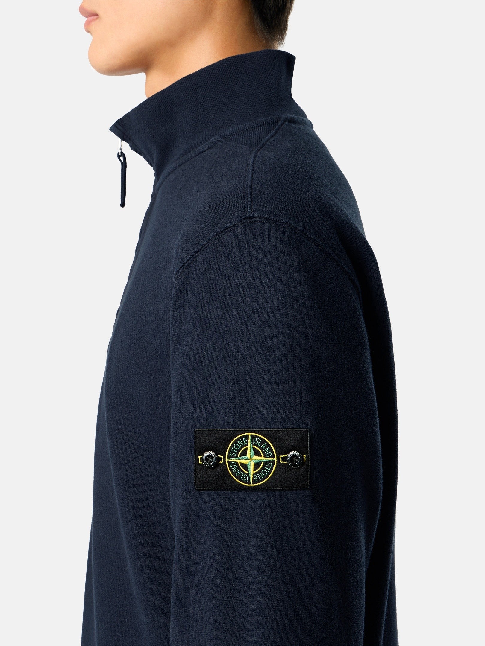 Regular-fit half-zip sweatshirt with ribbed inserts - BoUvy