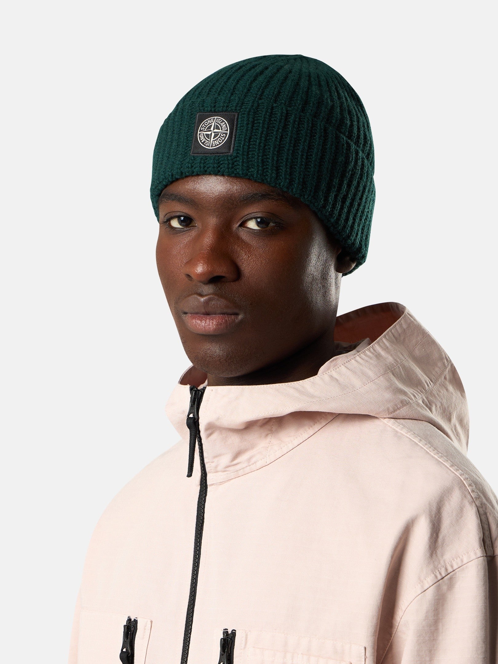 Ribbed knit beanie with Compass logo patch - BoUvy