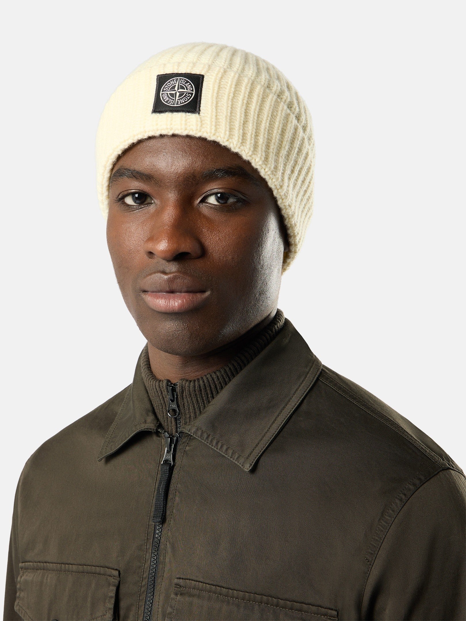 Ribbed knit beanie with Compass logo patch - BoUvy