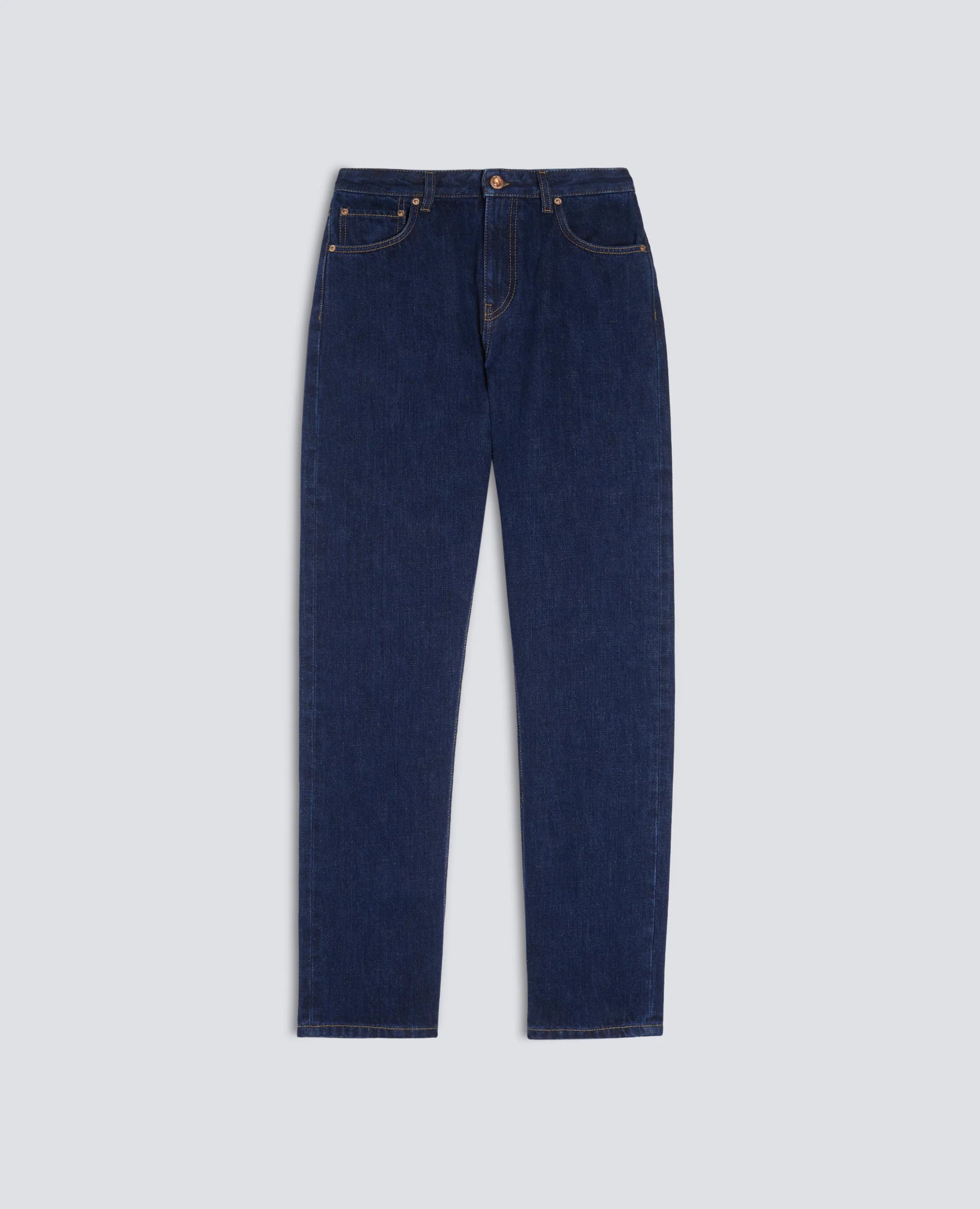 HIGH-WAISTED COTTON DENIM TROUSERS - DENIM | BoUvy