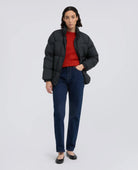 HIGH-WAISTED COTTON DENIM TROUSERS - DENIM | BoUvy