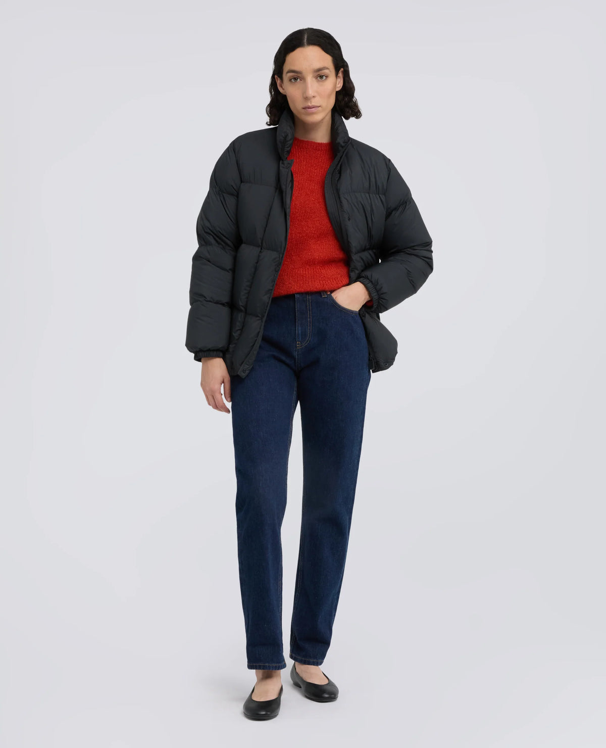HIGH-WAISTED COTTON DENIM TROUSERS - DENIM | BoUvy