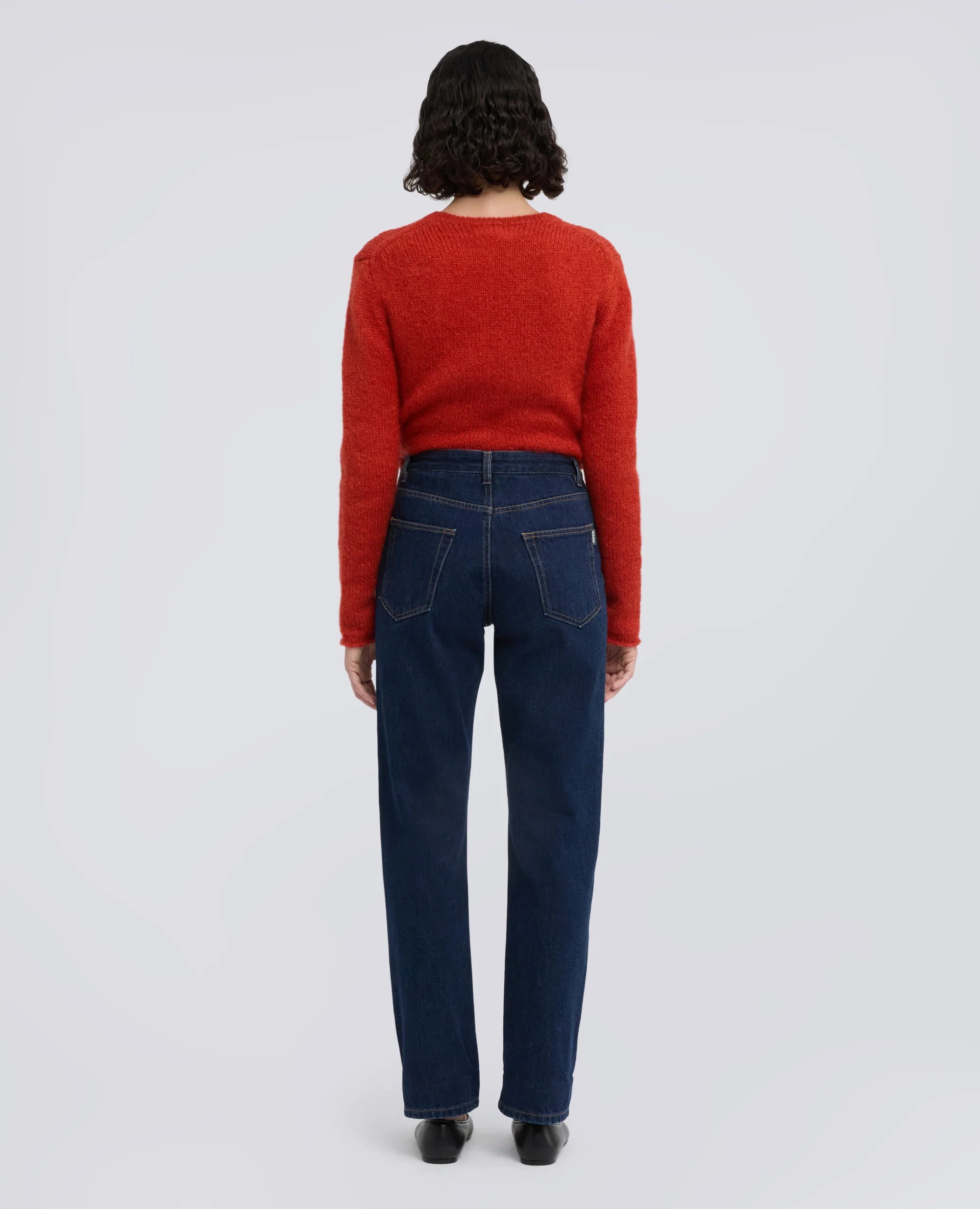 HIGH-WAISTED COTTON DENIM TROUSERS - DENIM | BoUvy