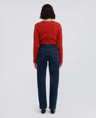 HIGH-WAISTED COTTON DENIM TROUSERS - DENIM | BoUvy