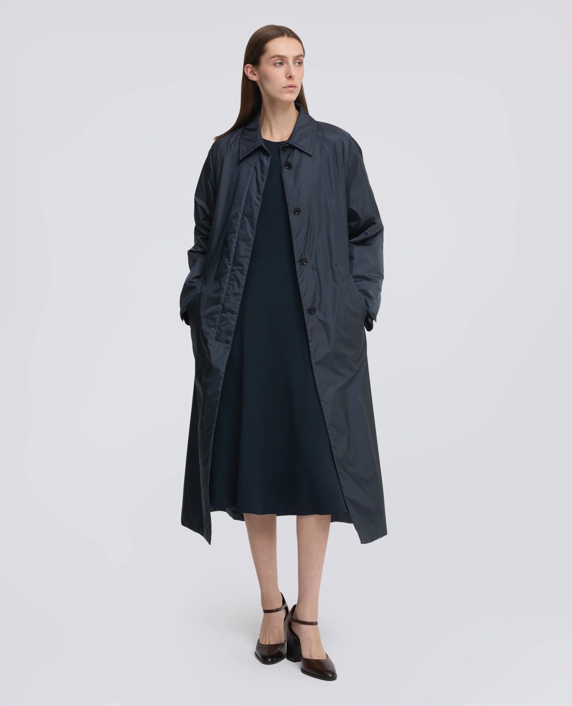 NYLON COAT PADDED WITH THERMORE(R) WADDING - NAVY | BoUvy