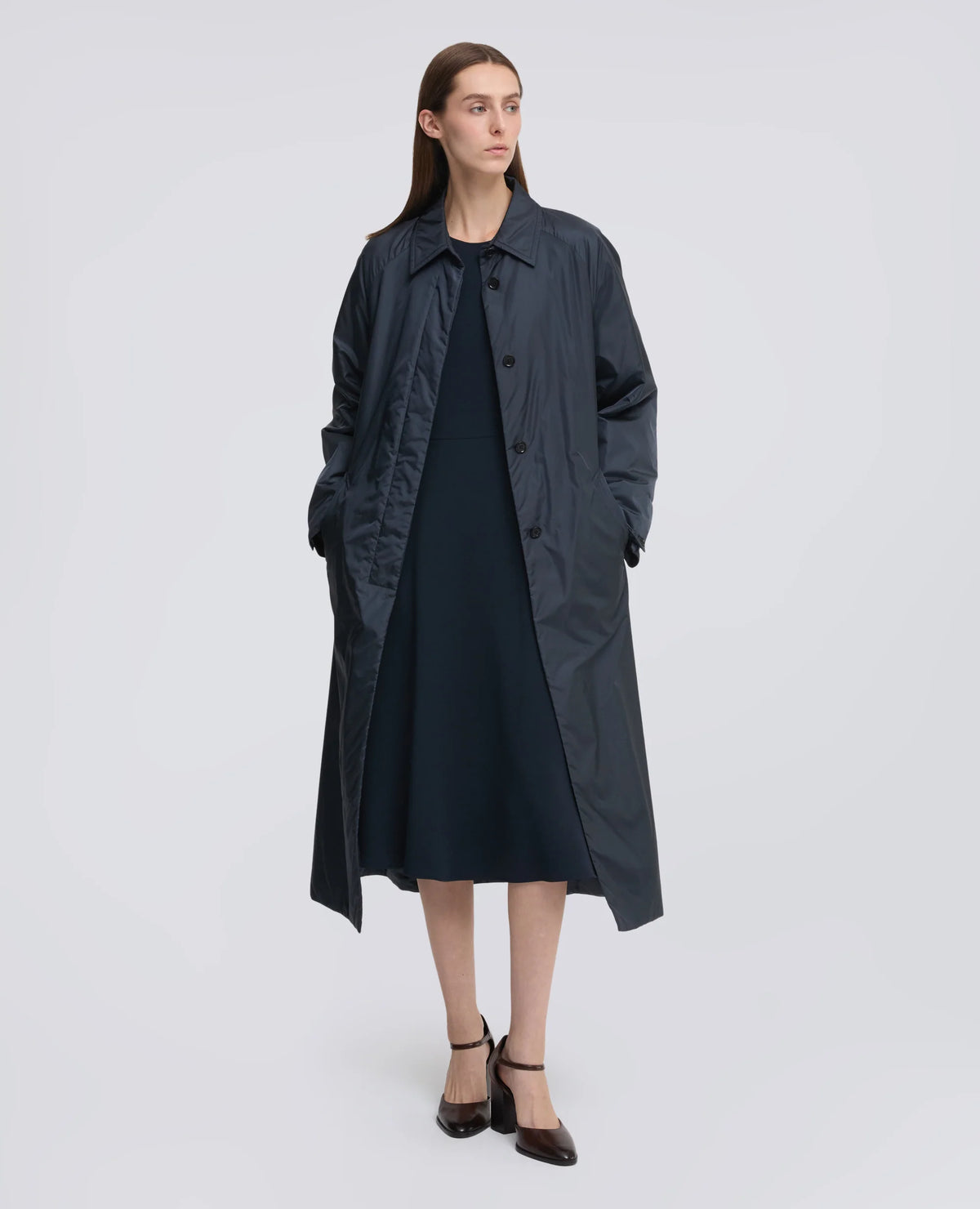 NYLON COAT PADDED WITH THERMORE(R) WADDING - NAVY | BoUvy