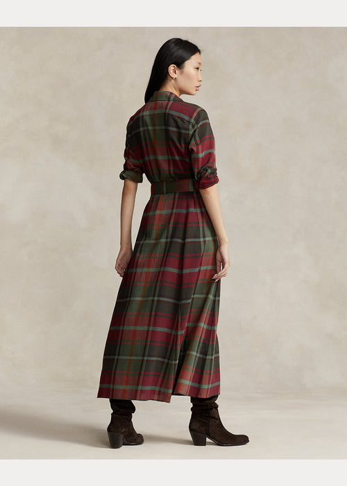 Belted Plaid Cotton-Blend Dress