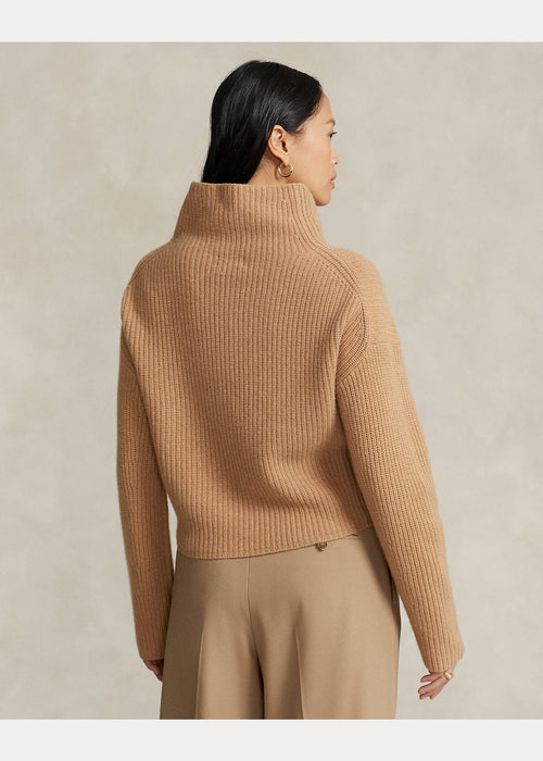 Rib-Knit Wool-Cashmere Mockneck Jumper